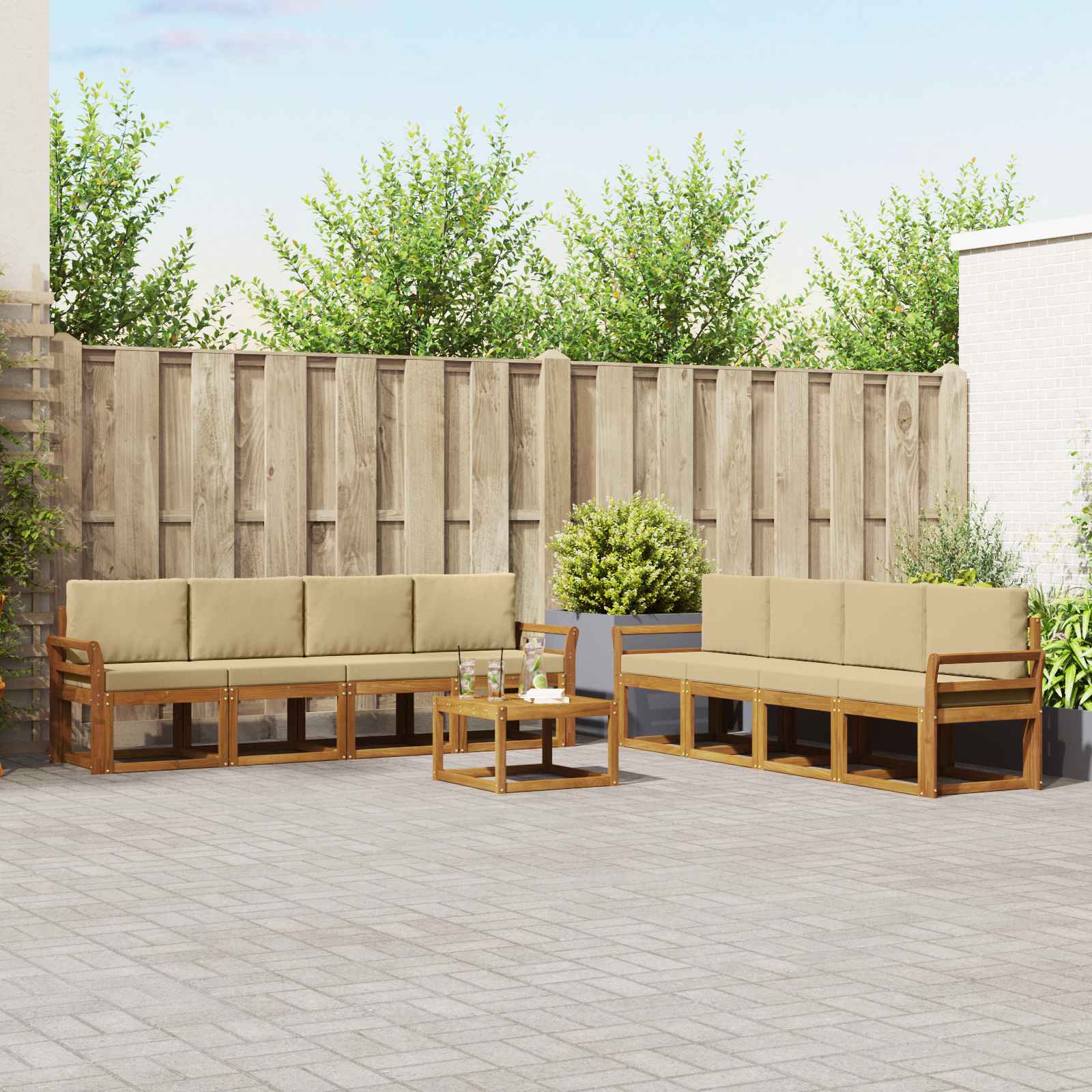 Ensemble de canapés d'extérieur 9 pcs Naturel et Beige - XIOS