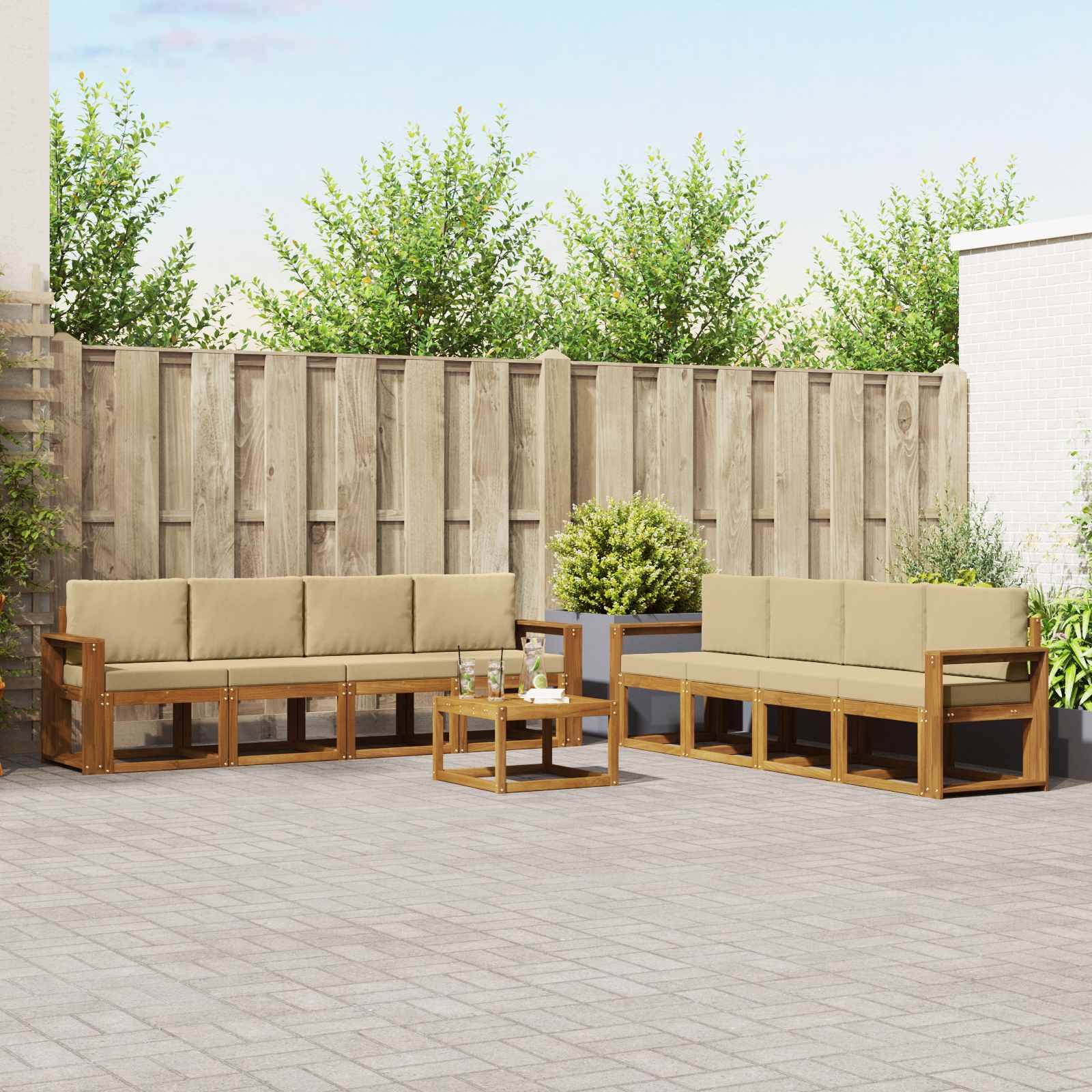 Ensemble de canapés d'extérieur 9 pcs Naturel et Beige - XIOS