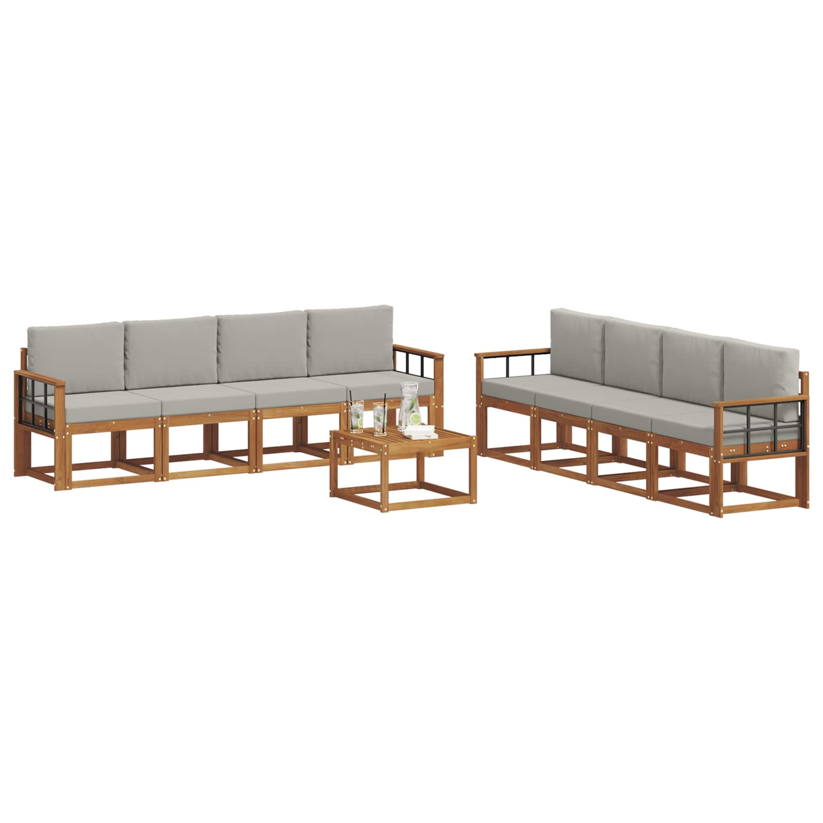 Ensemble de canapés d'extérieur 9 pcs Gris Naturel et Clair - XIOS