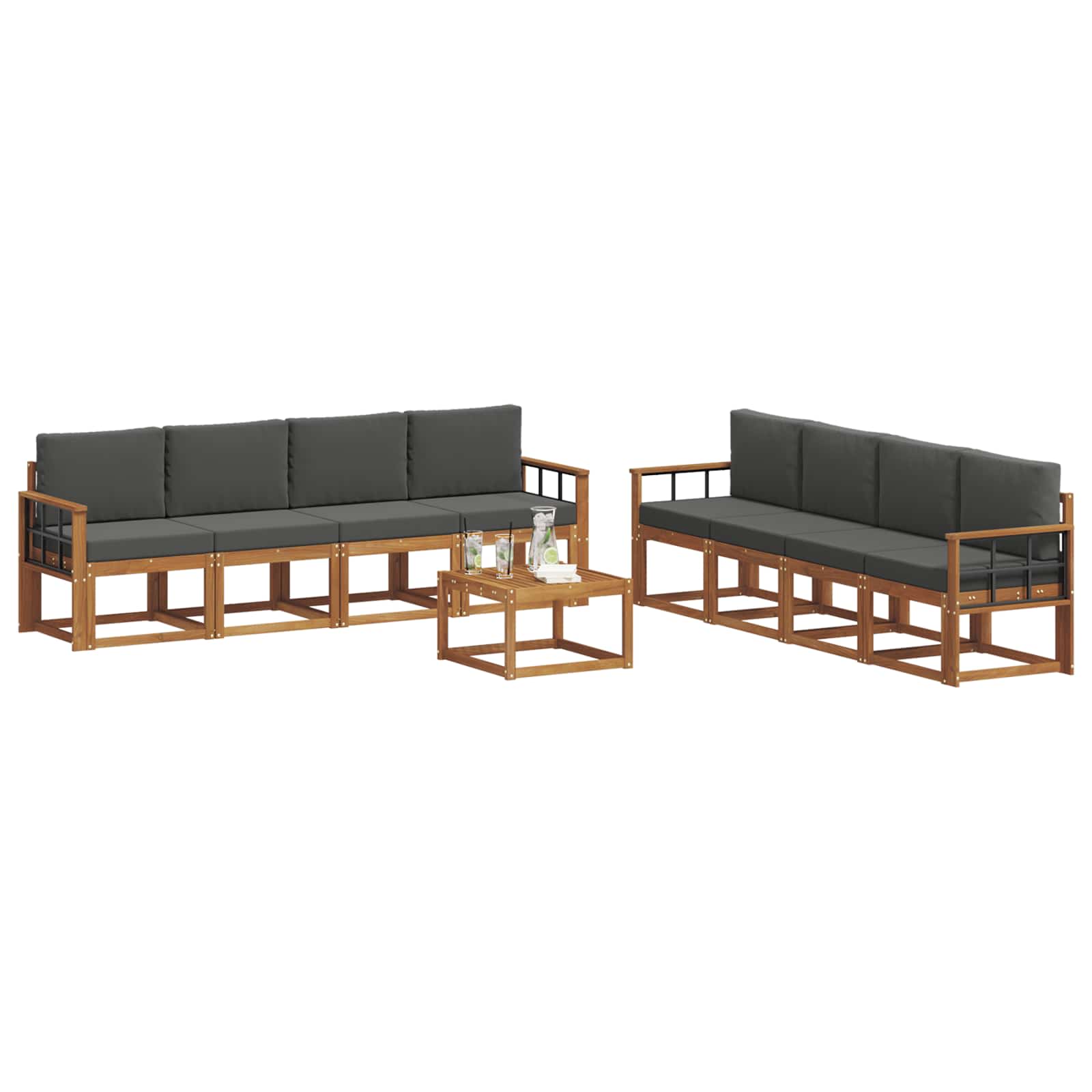 Ensemble de canapés d'extérieur 9 pcs Naturel et Anthracite - XIOS