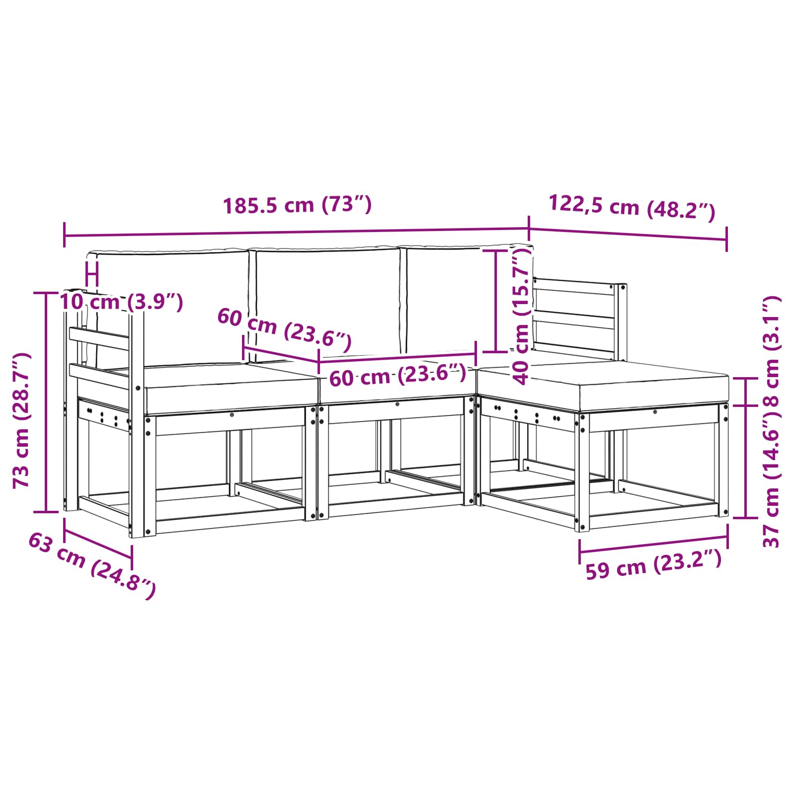 Ensemble de canapés d'extérieur 4 pcs Gris Naturel et Clair - XIOS