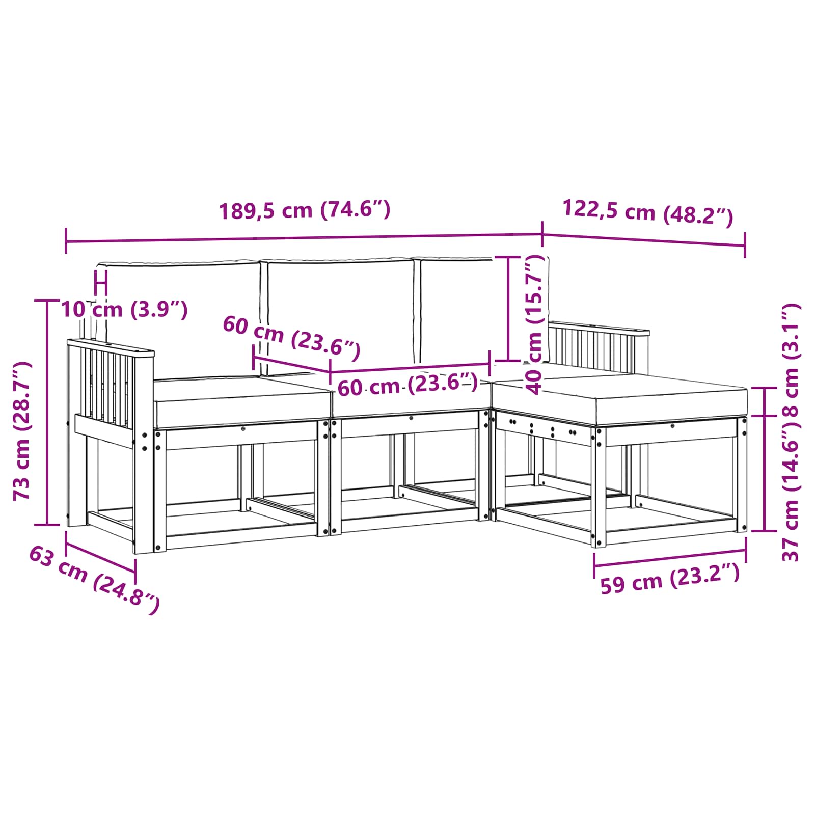 Ensemble de canapés d'extérieur 4 pcs Naturel et Crème - XIOS