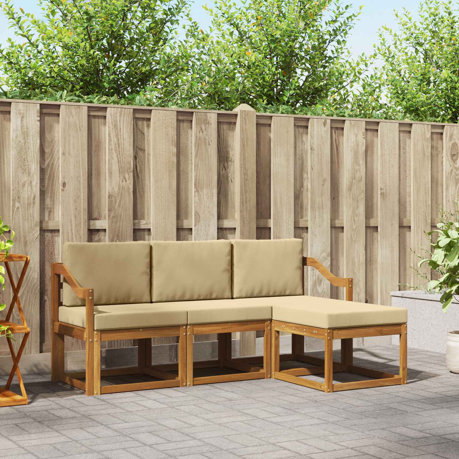 Ensemble de canapés d'extérieur 4 pcs Naturel et Beige - XIOS
