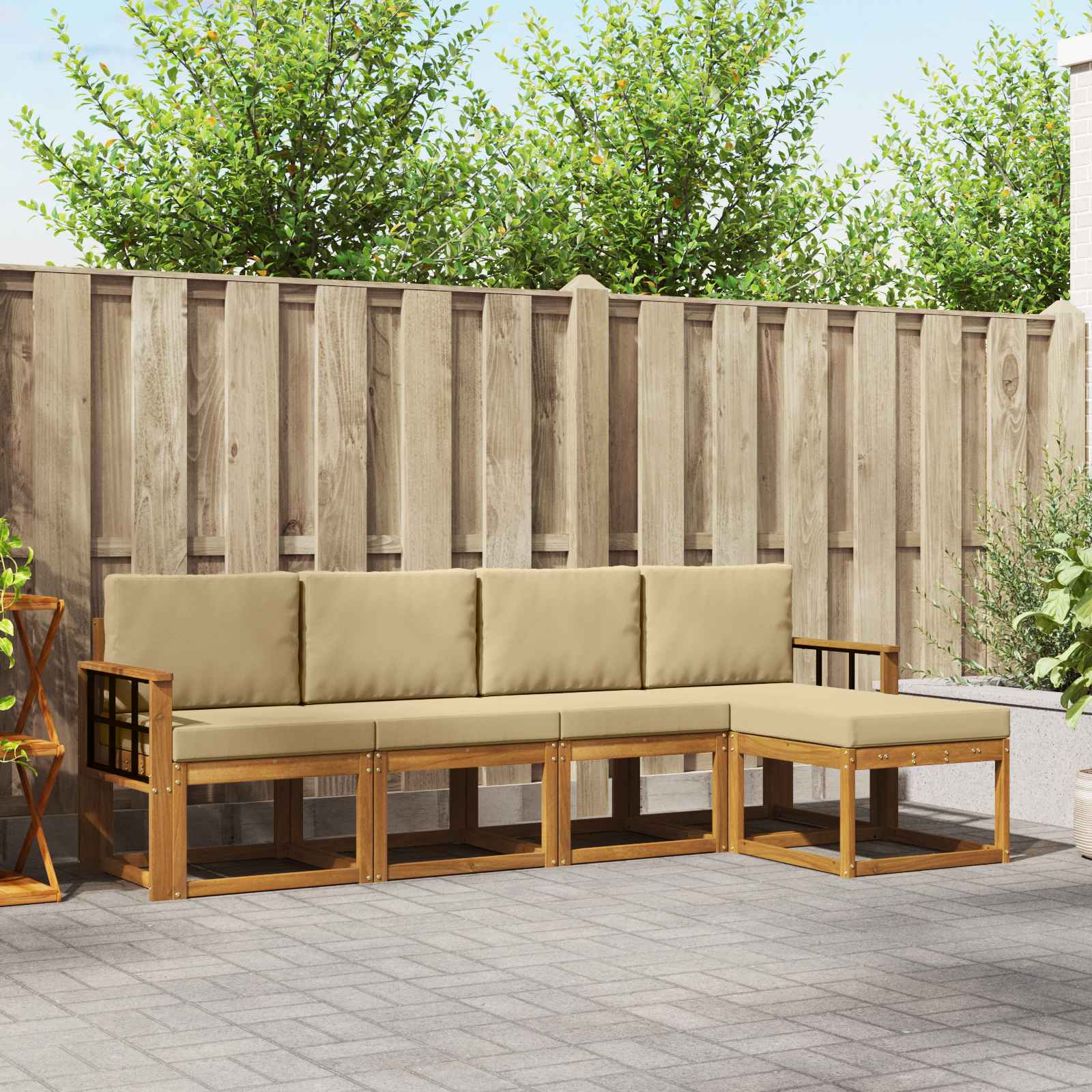 Ensemble de canapés d'extérieur 5 pcs Naturel et Beige - XIOS