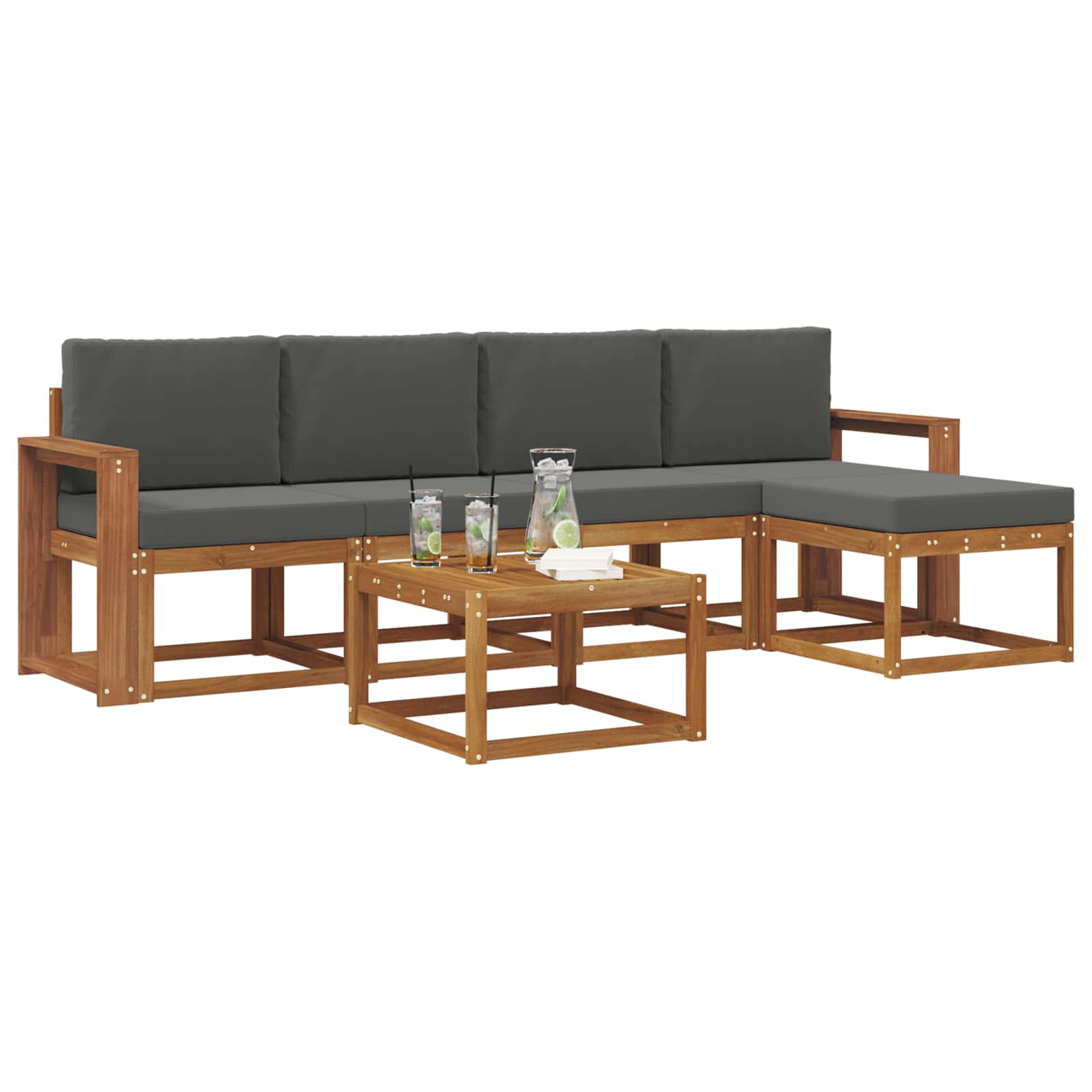 Ensemble de canapés d'extérieur 6 pcs Naturel et Anthracite - XIOS