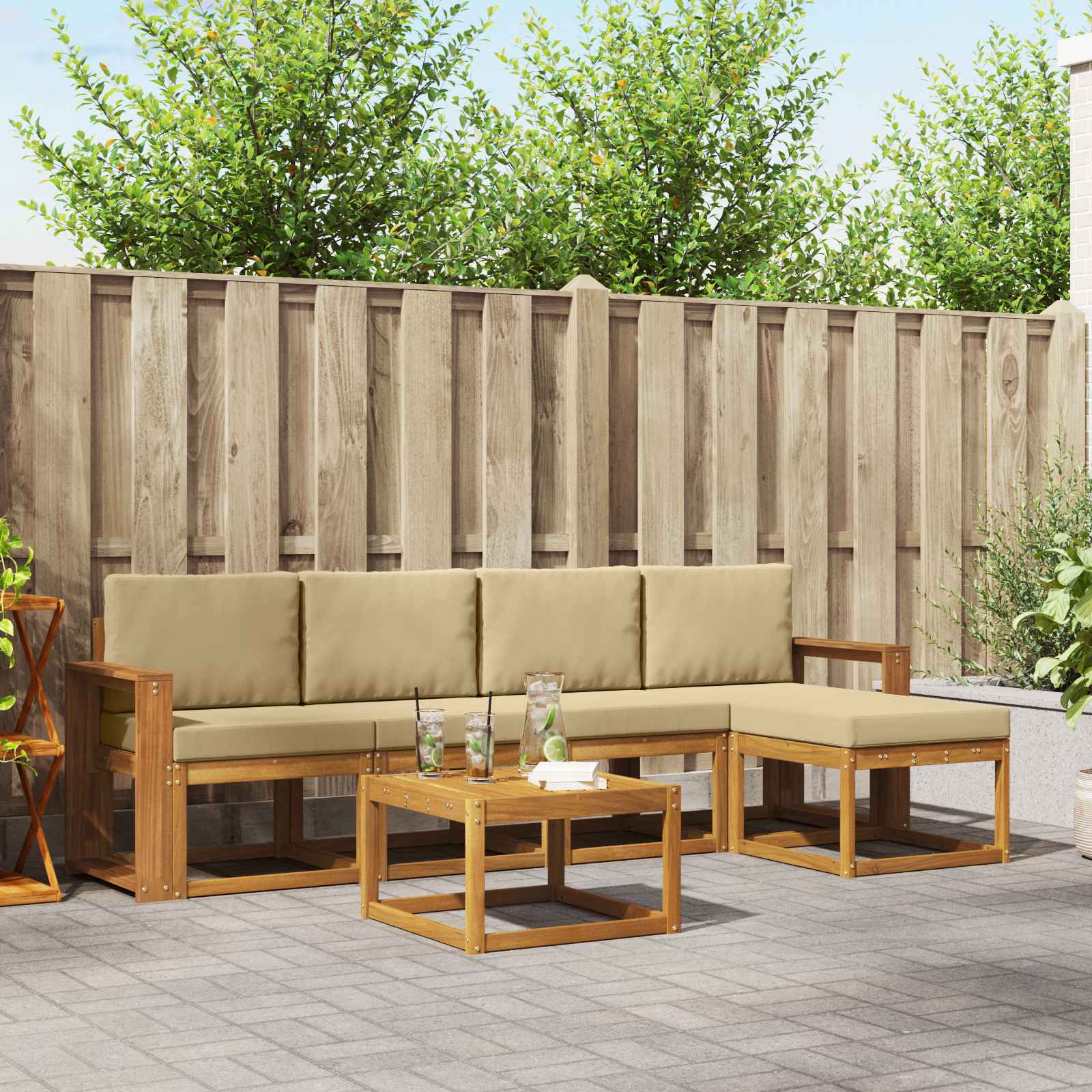 Ensemble de canapés d'extérieur 6 pcs Naturel et Beige - XIOS