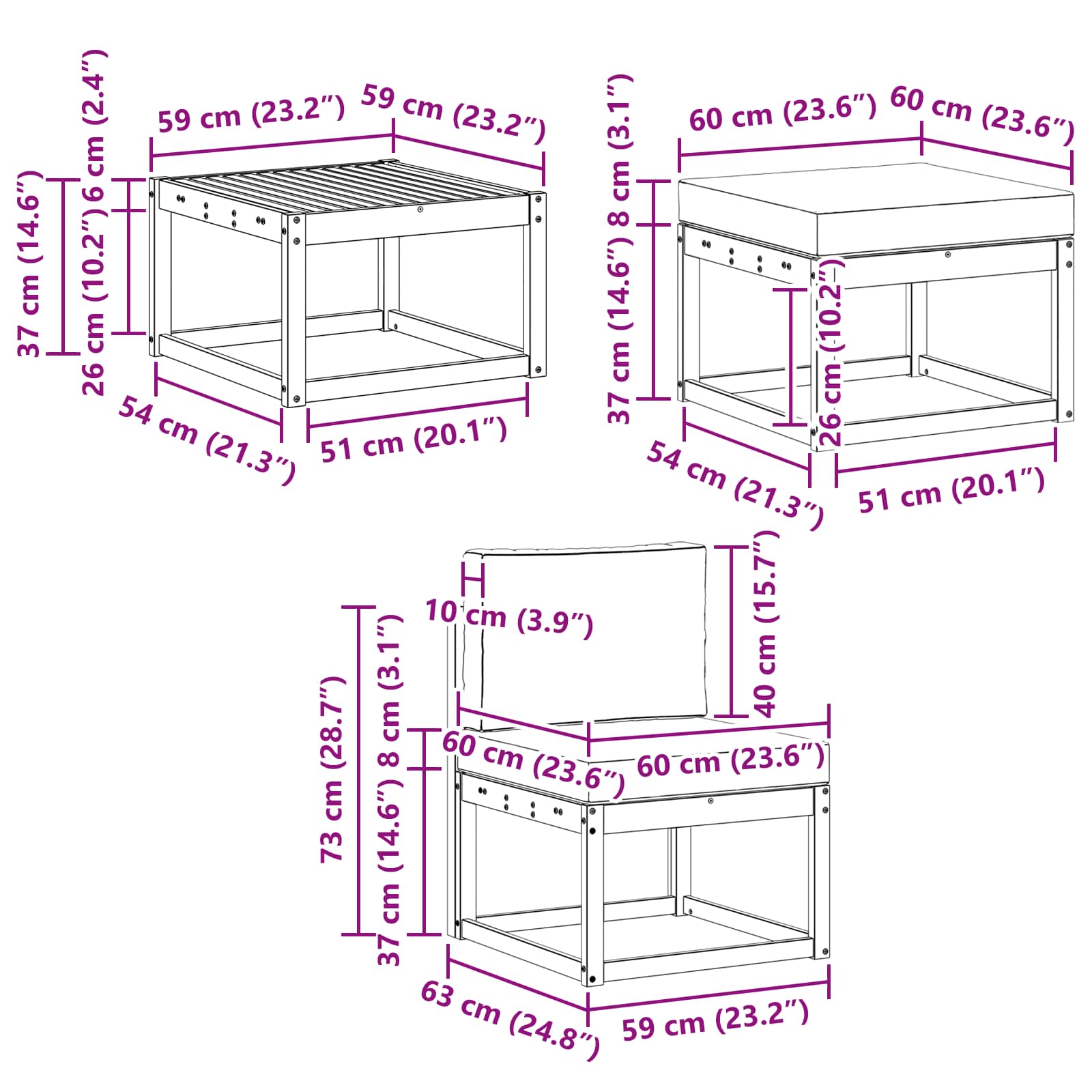 Ensemble de canapés d'extérieur 6 pcs Gris Naturel et Clair - XIOS
