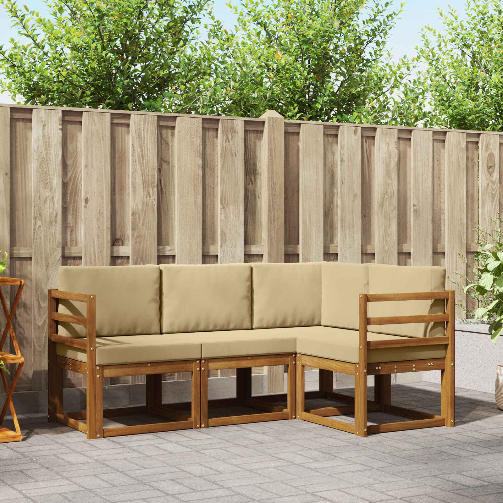 Ensemble de canapés d'extérieur 4 pcs Naturel et Beige - XIOS
