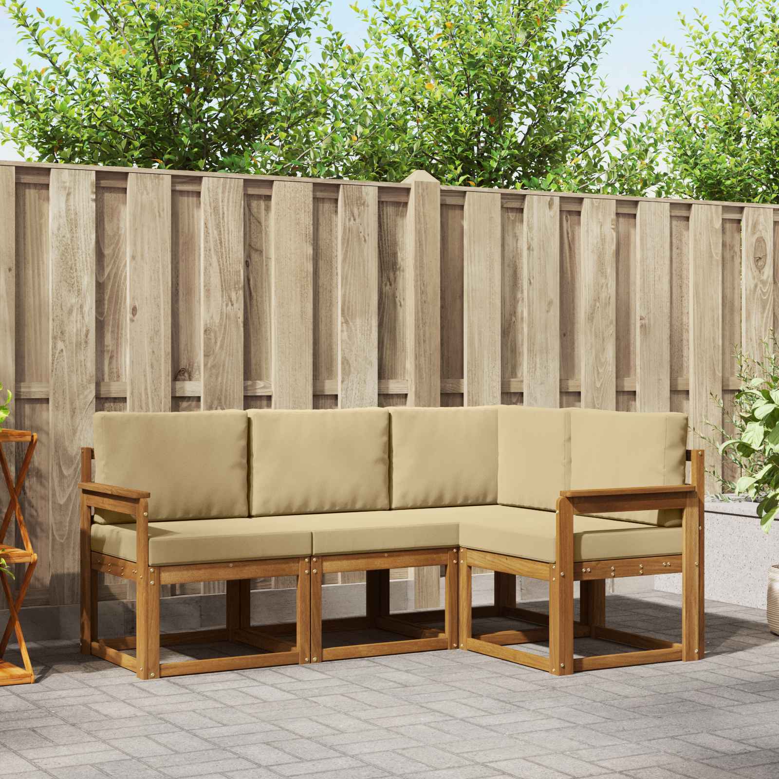 Ensemble de canapés d'extérieur 4 pcs Naturel et Beige - XIOS