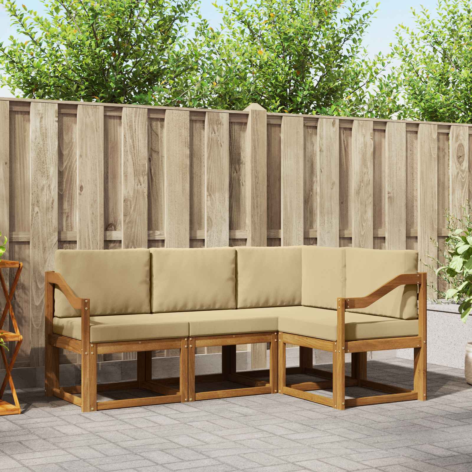 Ensemble de canapés d'extérieur 4 pcs Naturel et Beige - XIOS