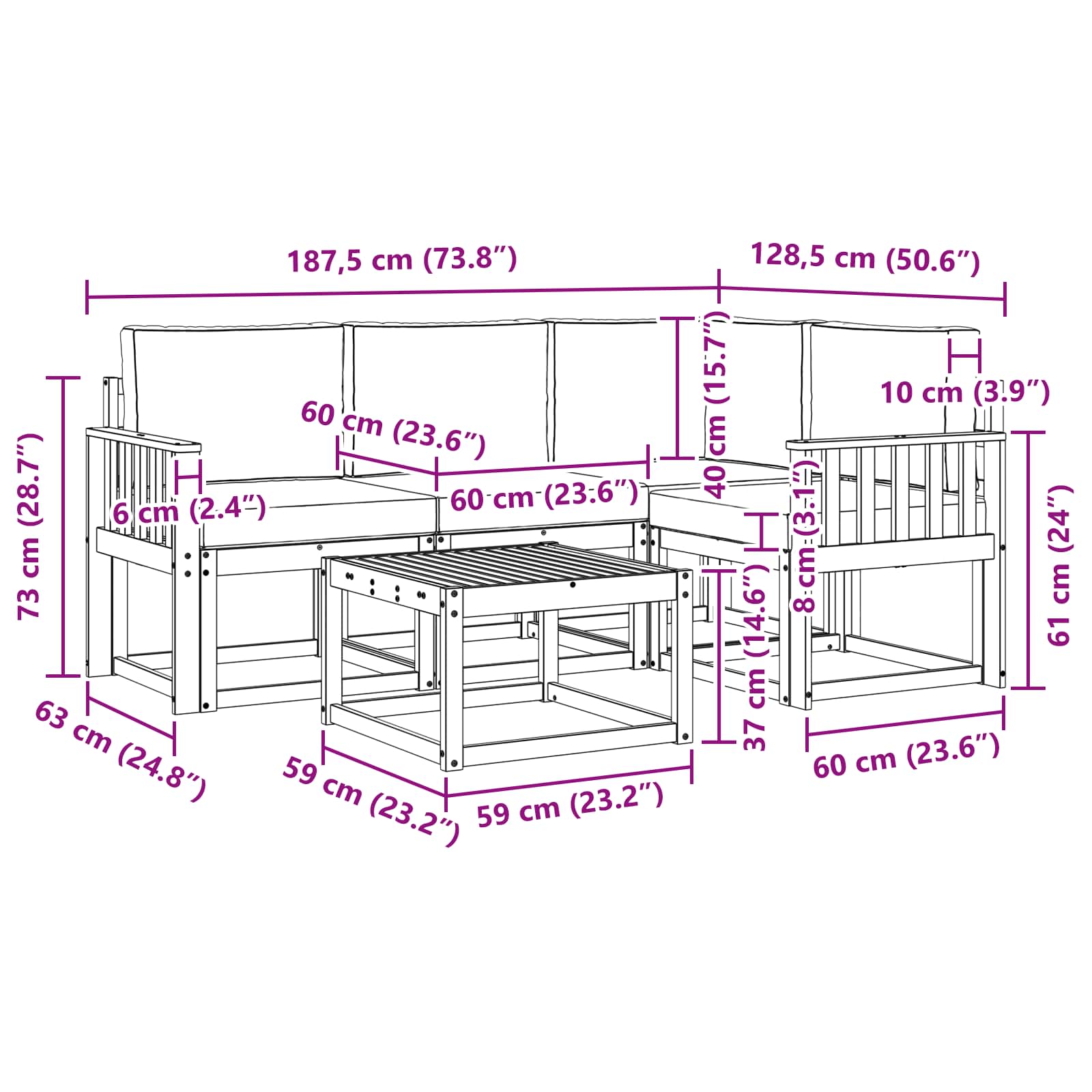 Ensemble de canapés d'extérieur 5 pcs Gris Naturel et Clair - XIOS