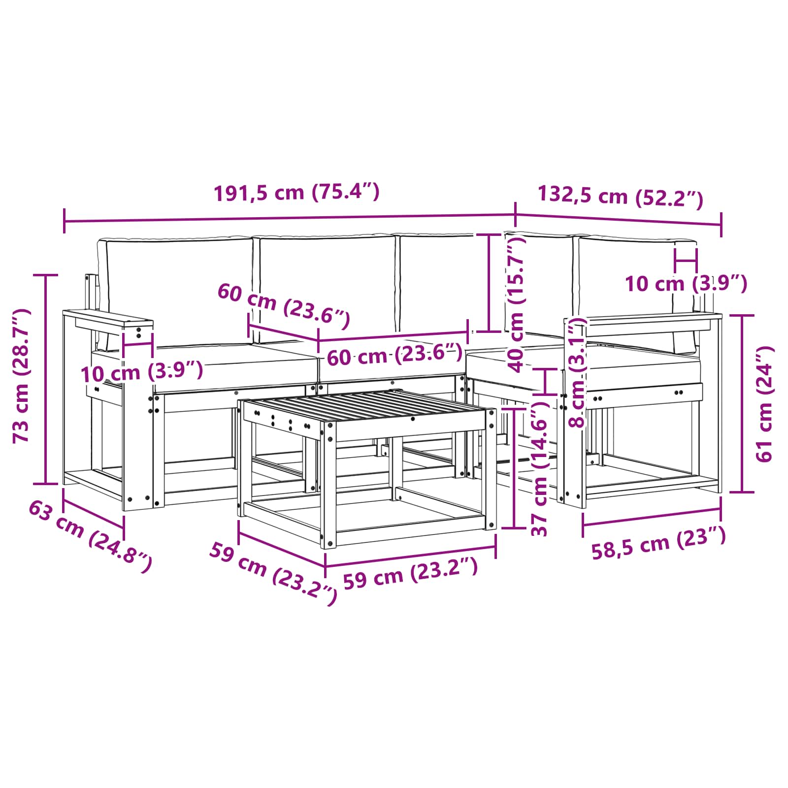 Ensemble de canapés d'extérieur 5 pcs Gris Naturel et Clair - XIOS