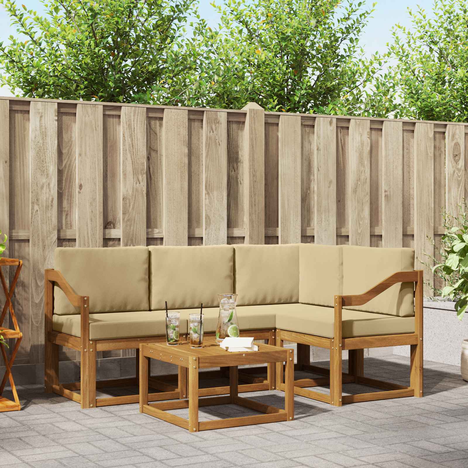 Ensemble de canapés d'extérieur 5 pcs Naturel et Beige - XIOS