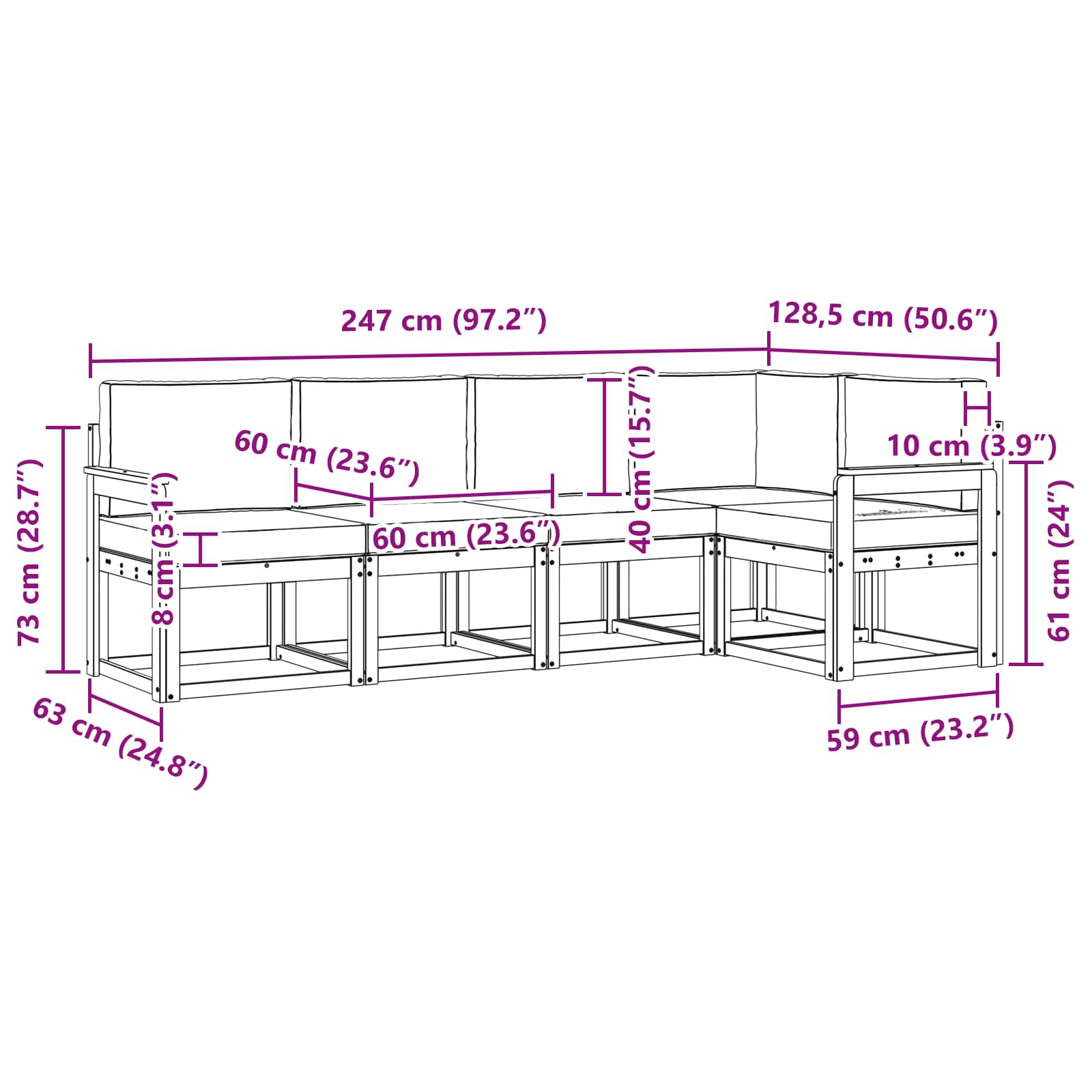 Ensemble de canapés d'extérieur 5 pcs Naturel et Beige - XIOS
