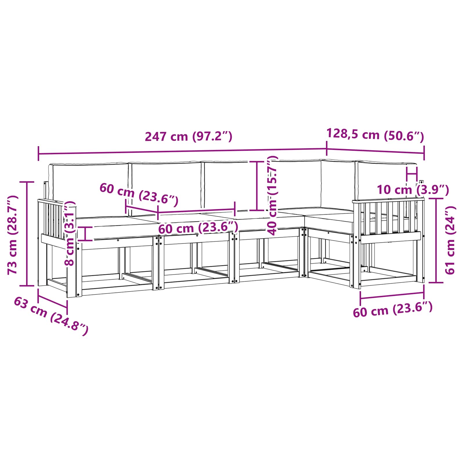 Ensemble de canapés d'extérieur 5 pcs Naturel et Beige - XIOS