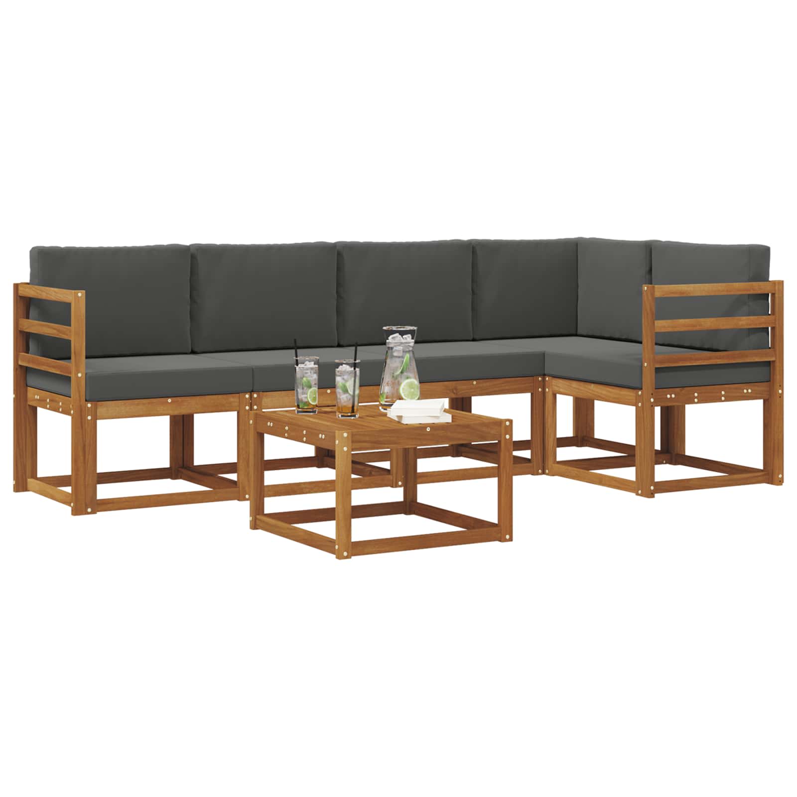 Ensemble de canapés d'extérieur 6 pcs Naturel et Anthracite - XIOS