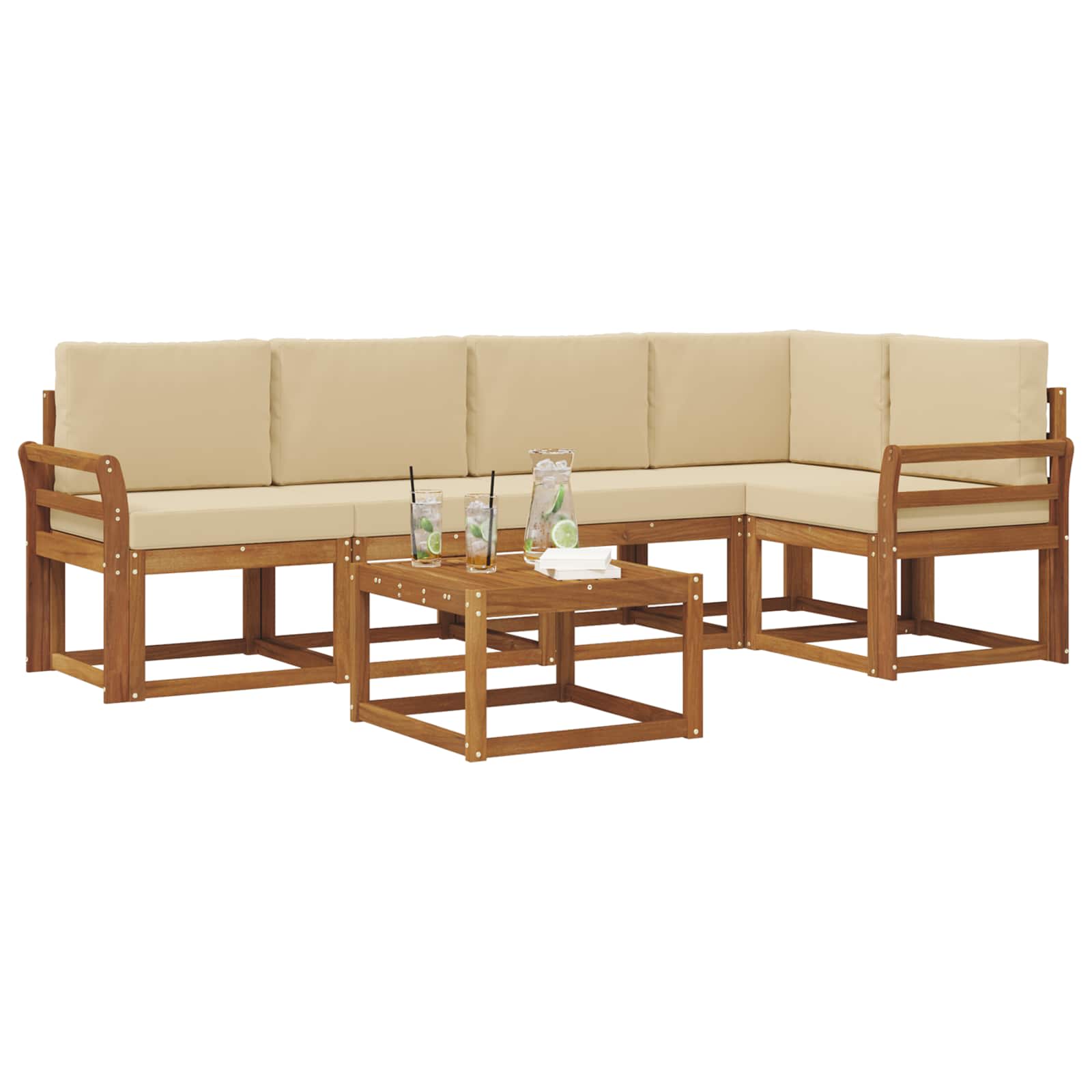 Ensemble de canapés d'extérieur 6 pcs Naturel et Beige - XIOS