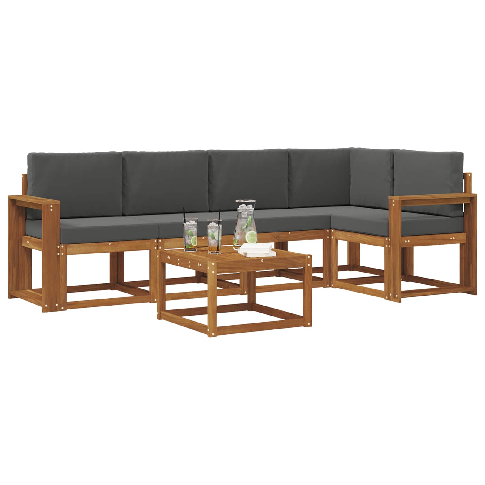 Ensemble de canapés d'extérieur 6 pcs Naturel et Anthracite - XIOS