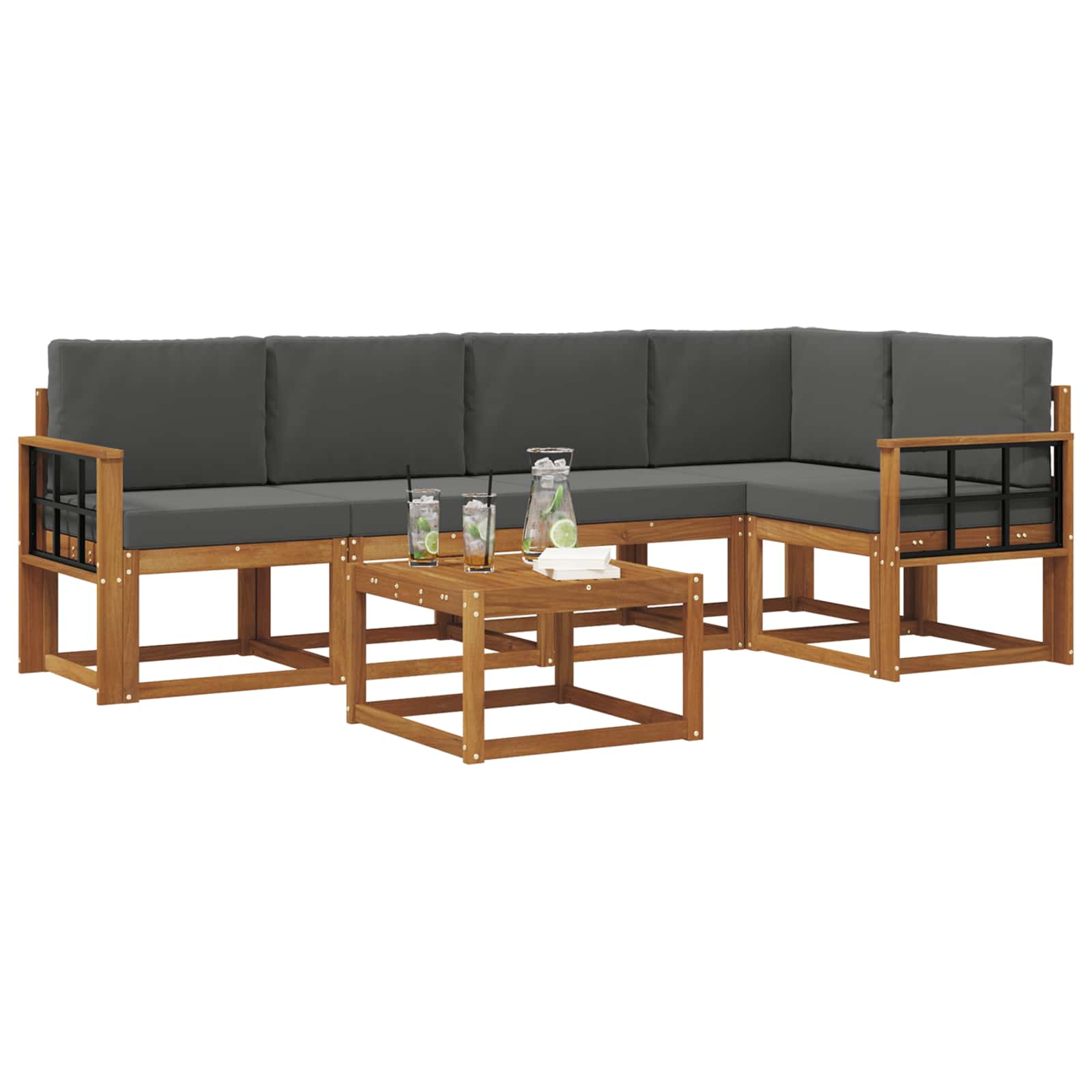 Ensemble de canapés d'extérieur 6 pcs Naturel et Anthracite - XIOS