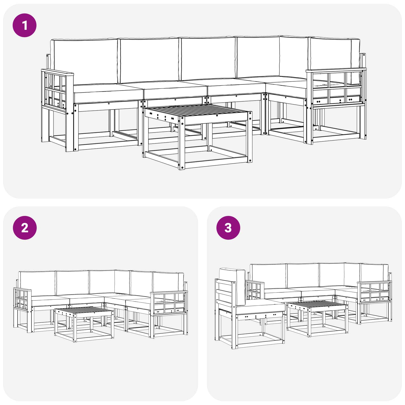 Ensemble de canapés d'extérieur 6 pcs Naturel et Anthracite - XIOS