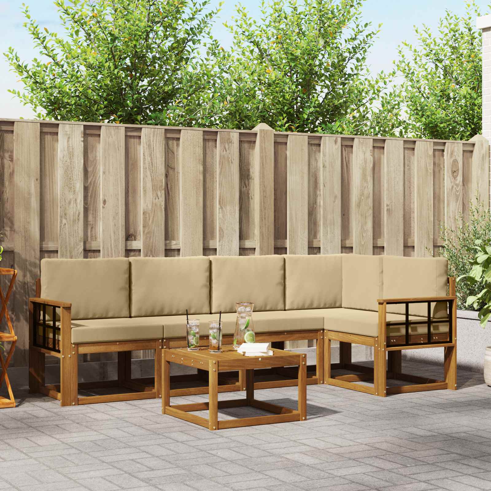 Ensemble de canapés d'extérieur 6 pcs Naturel et Beige - XIOS