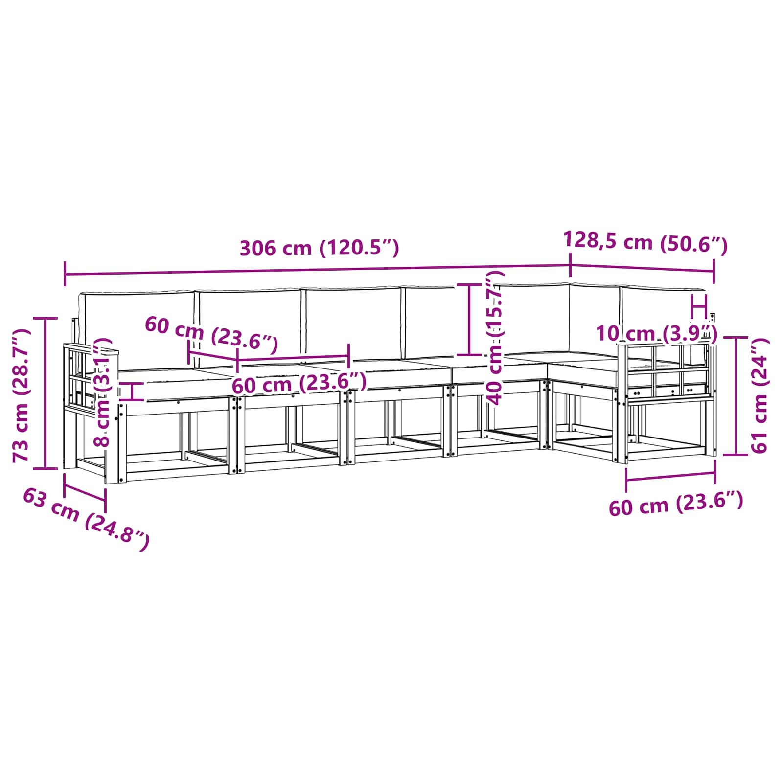 Ensemble de canapés d'extérieur 6 pcs Naturel et Beige - XIOS