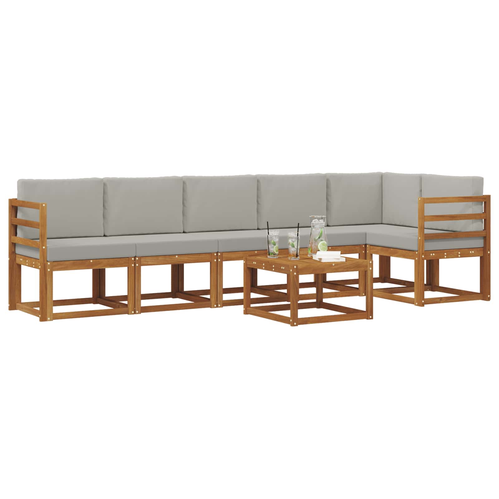 Ensemble de canapés d'extérieur 7 pcs Gris Naturel et Clair - XIOS