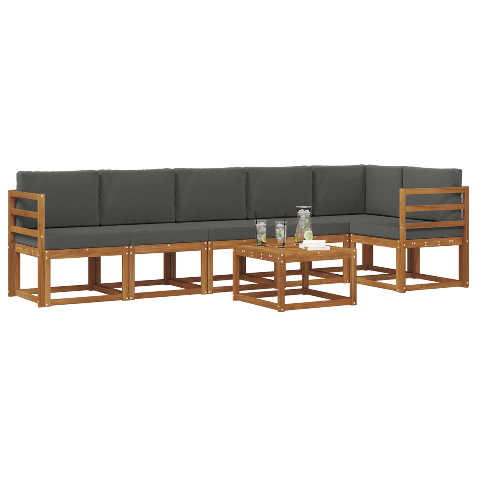 Ensemble de canapés d'extérieur 7 pcs Naturel et Anthracite - XIOS