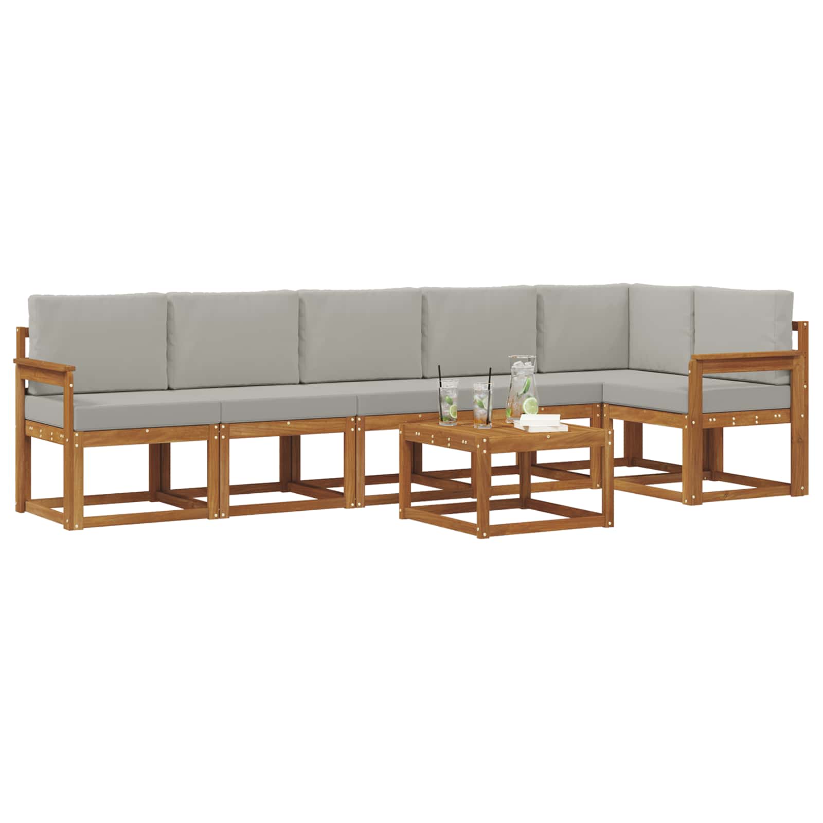 Ensemble de canapés d'extérieur 7 pcs Gris Naturel et Clair - XIOS