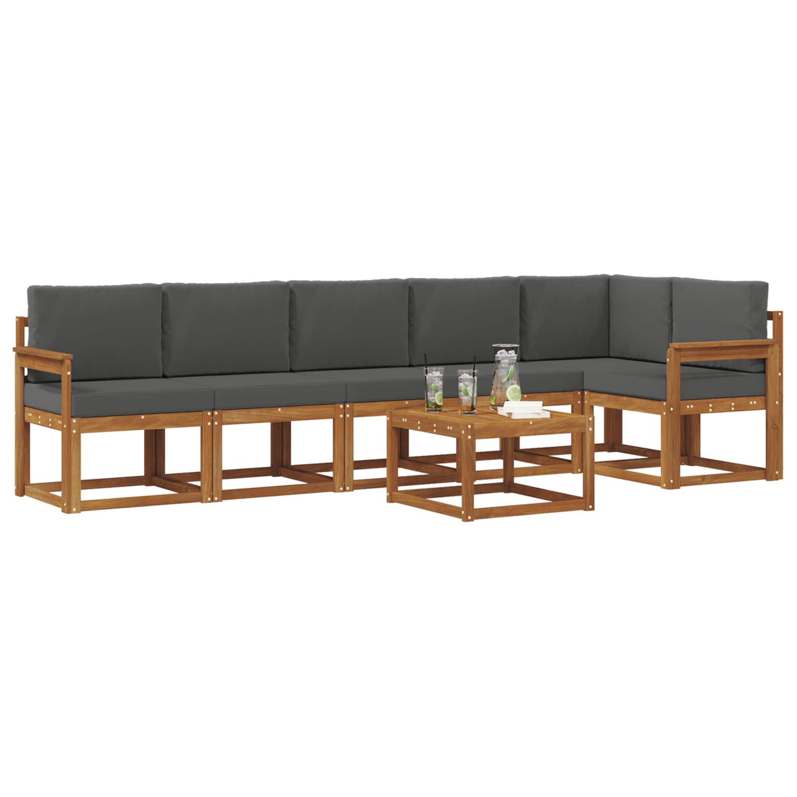 Ensemble de canapés d'extérieur 7 pcs Naturel et Anthracite - XIOS