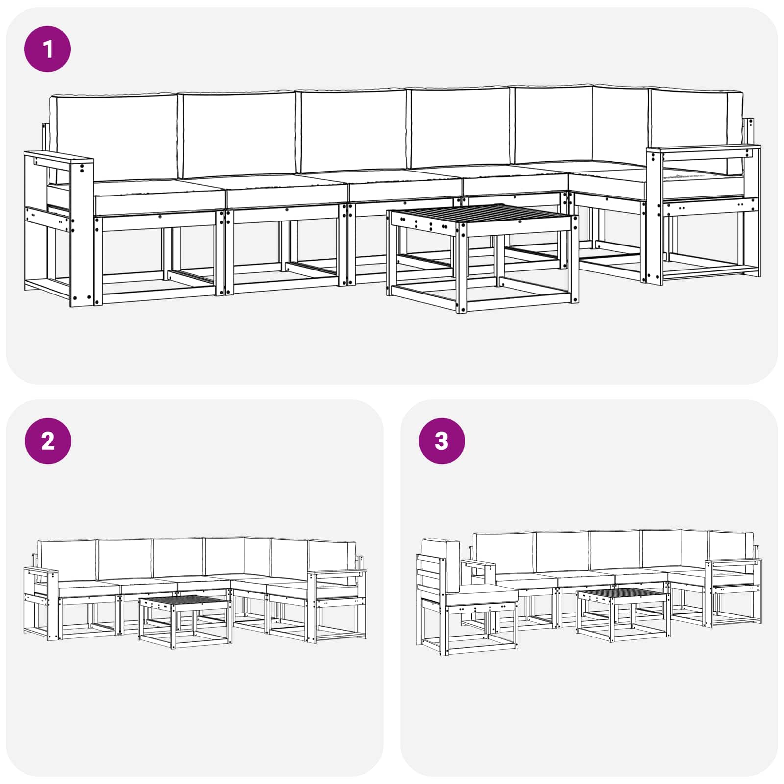 Ensemble de canapés d'extérieur 7 pcs Naturel et Beige - XIOS