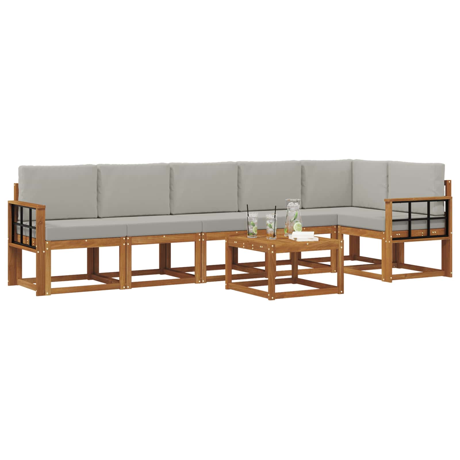 Ensemble de canapés d'extérieur 7 pcs Gris Naturel et Clair - XIOS