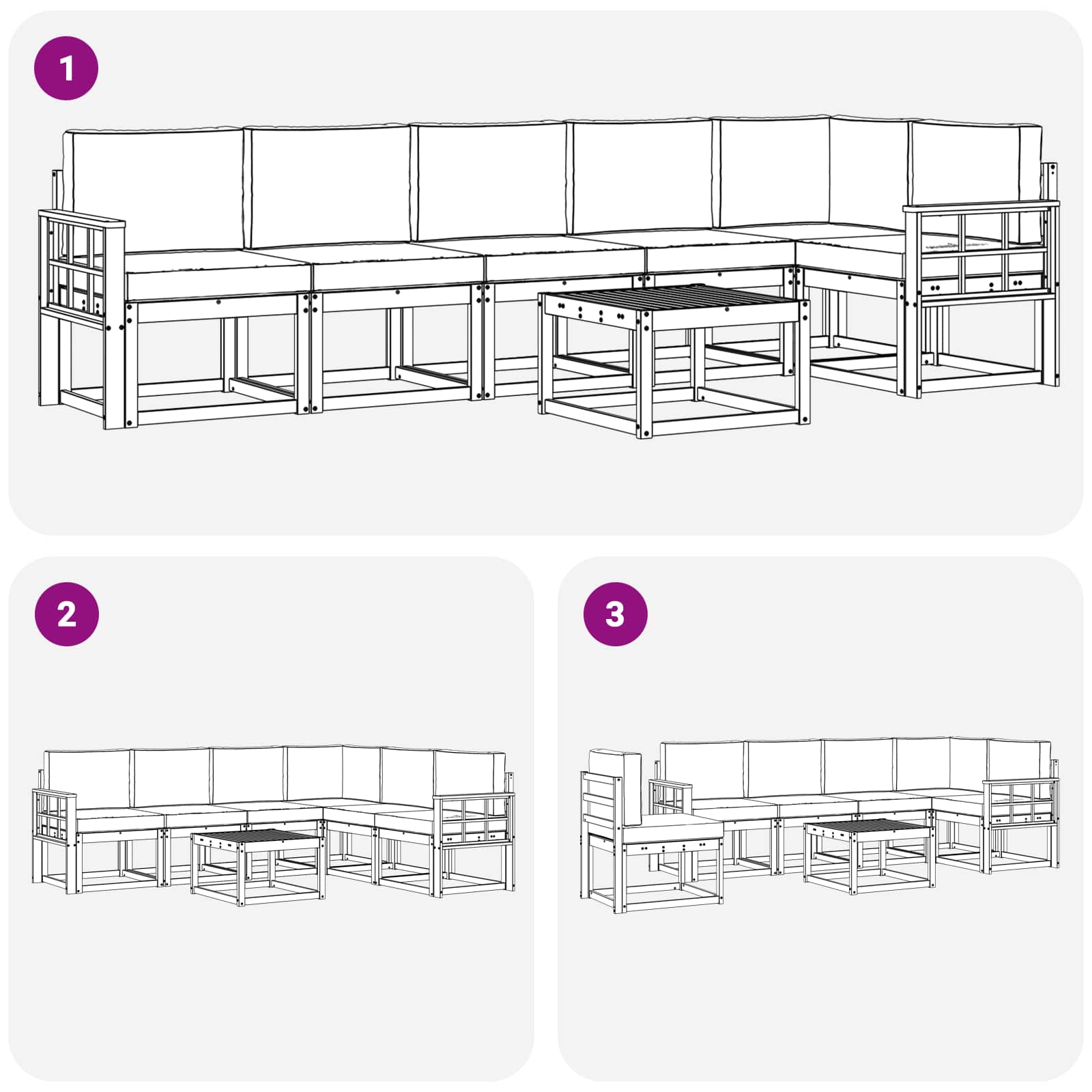 Ensemble de canapés d'extérieur 7 pcs Naturel et Anthracite - XIOS