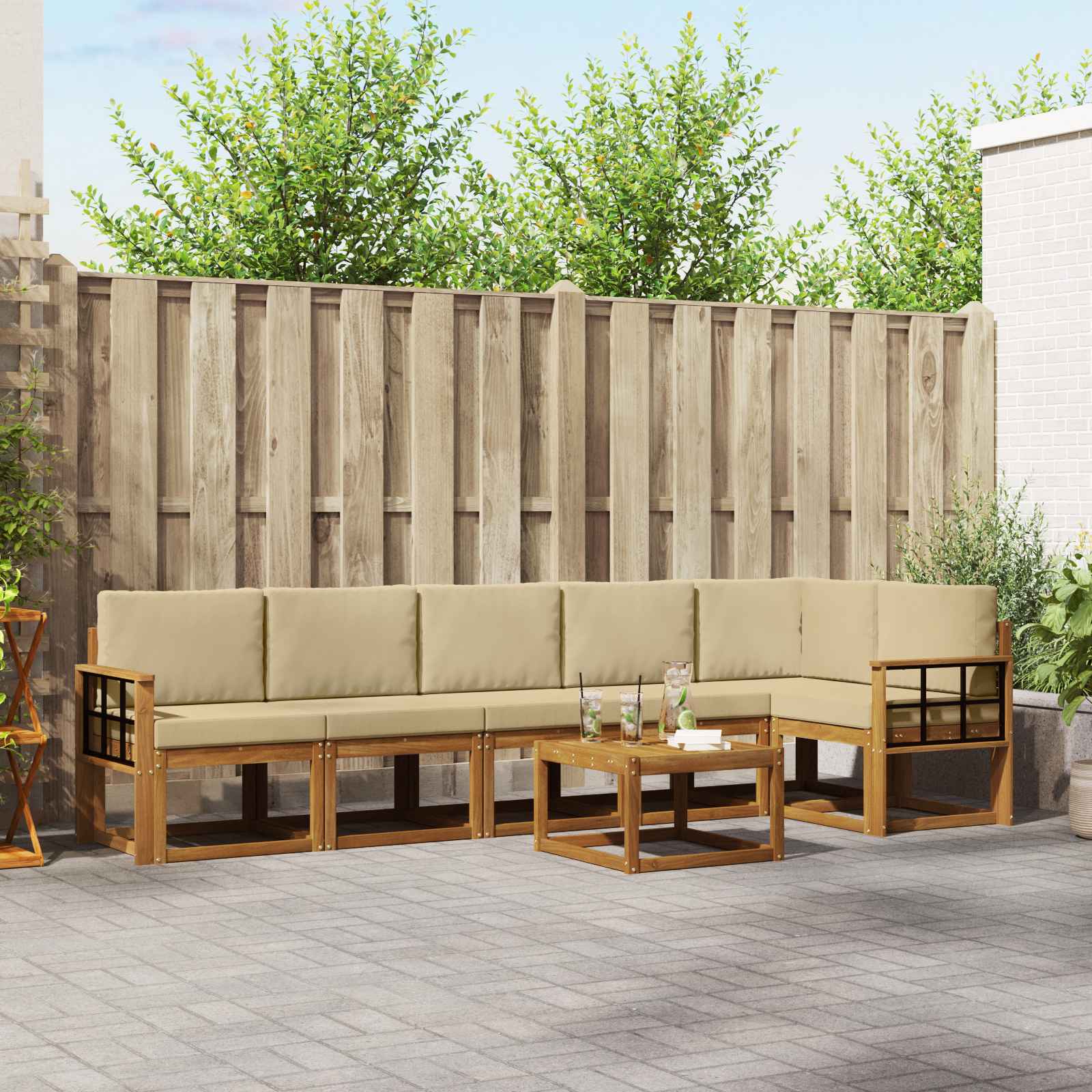 Ensemble de canapés d'extérieur 7 pcs Naturel et Beige - XIOS