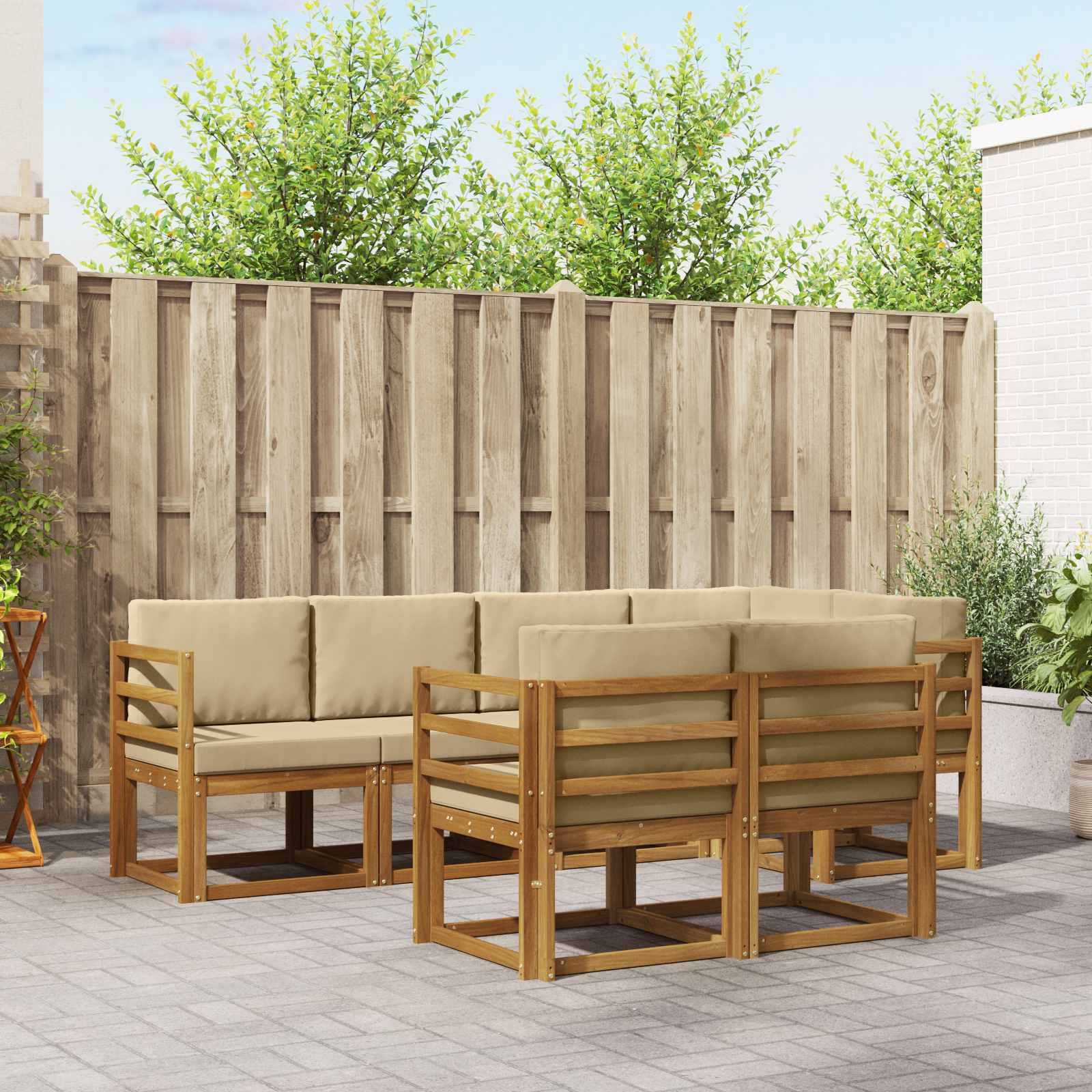 Ensemble de canapés d'extérieur 7 pcs Naturel et Beige - XIOS