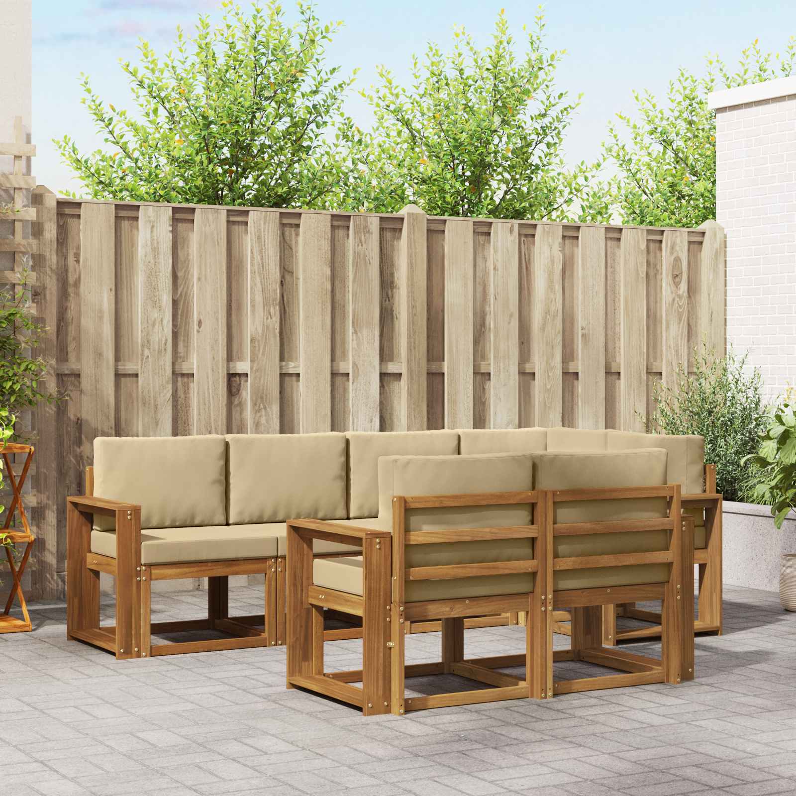 Ensemble de canapés d'extérieur 7 pcs Naturel et Beige - XIOS