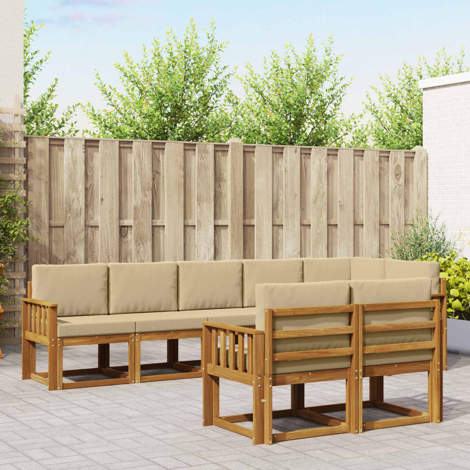 Ensemble de canapés d'extérieur 8 pcs Naturel et Beige - XIOS