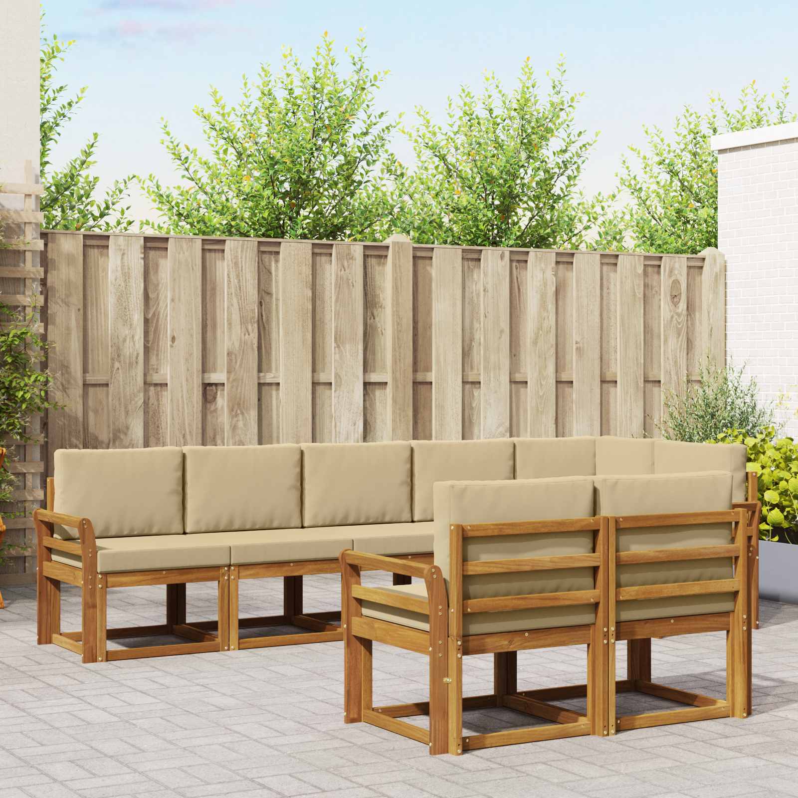 Ensemble de canapés d'extérieur 8 pcs Naturel et Beige - XIOS