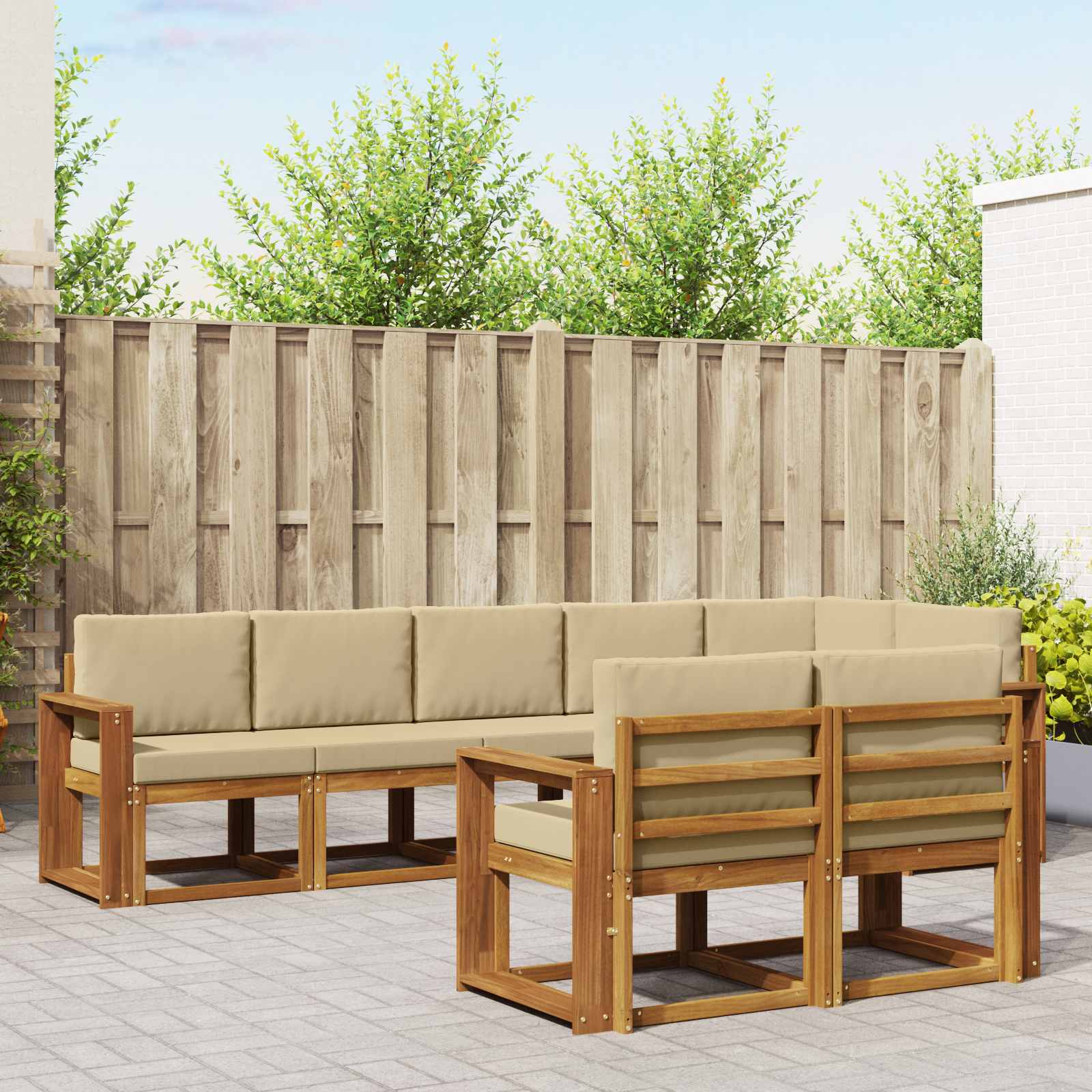 Ensemble de canapés d'extérieur 8 pcs Naturel et Beige - XIOS