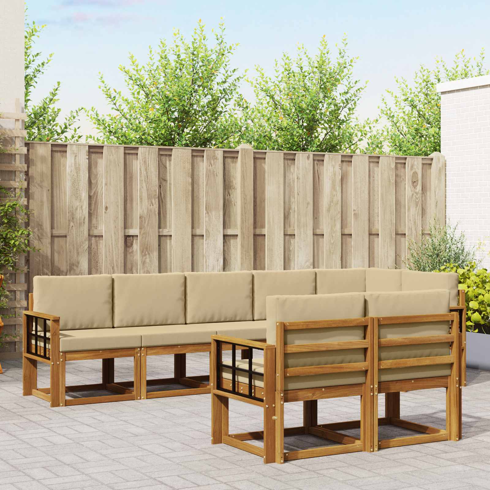 Ensemble de canapés d'extérieur 8 pcs Naturel et Beige - XIOS