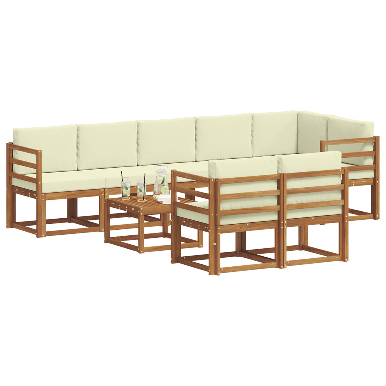 Ensemble de canapés d'extérieur 9 pcs Naturel et Crème - XIOS