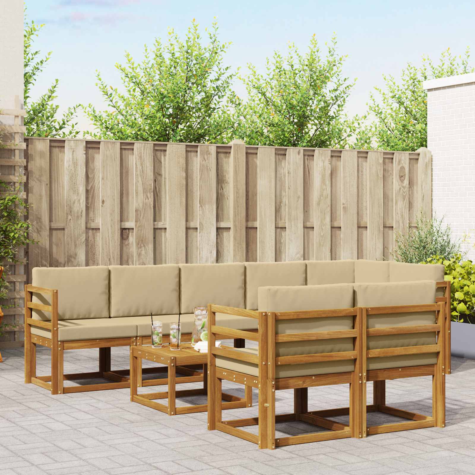 Ensemble de canapés d'extérieur 9 pcs Naturel et Beige - XIOS