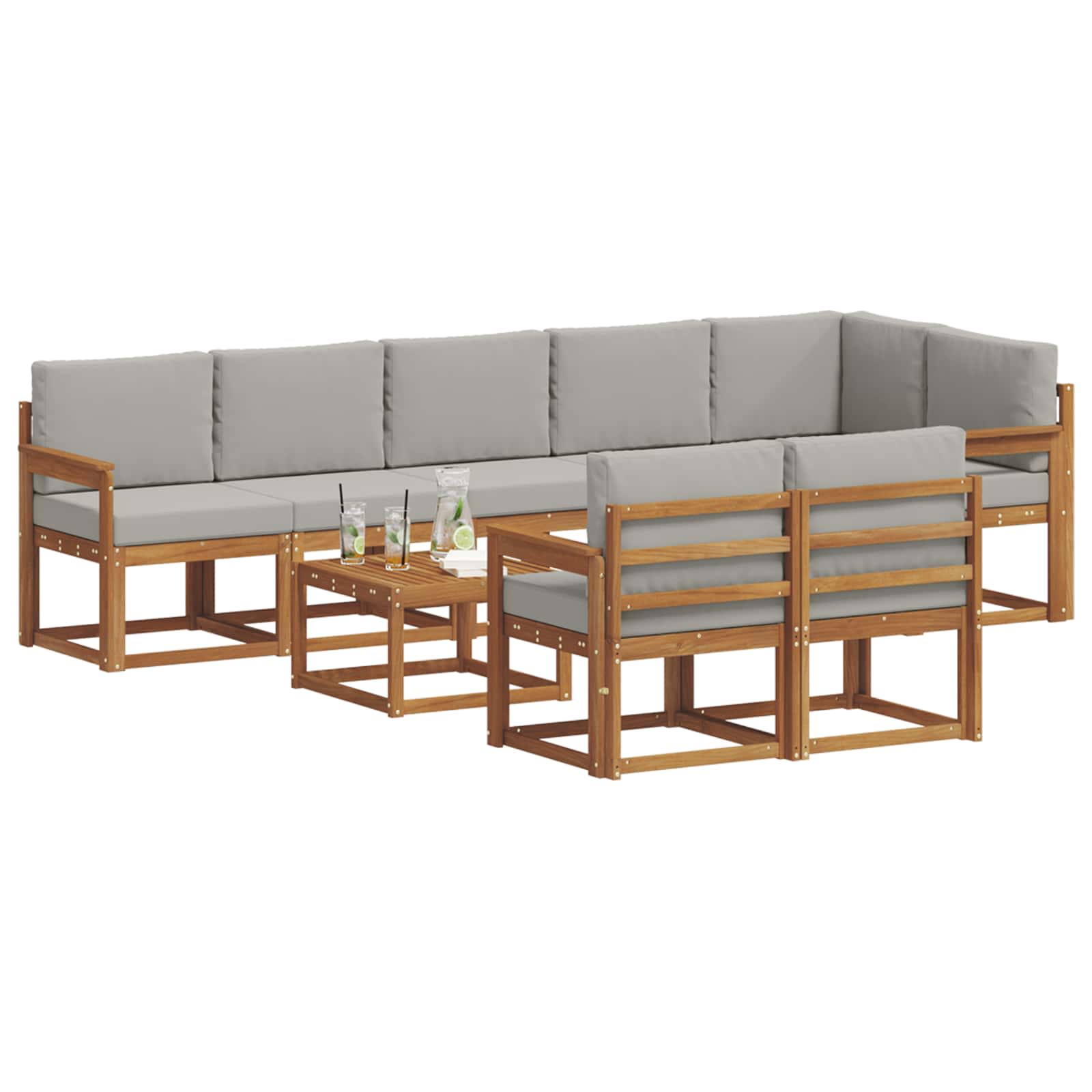 Ensemble de canapés d'extérieur 9 pcs Gris Naturel et Clair - XIOS