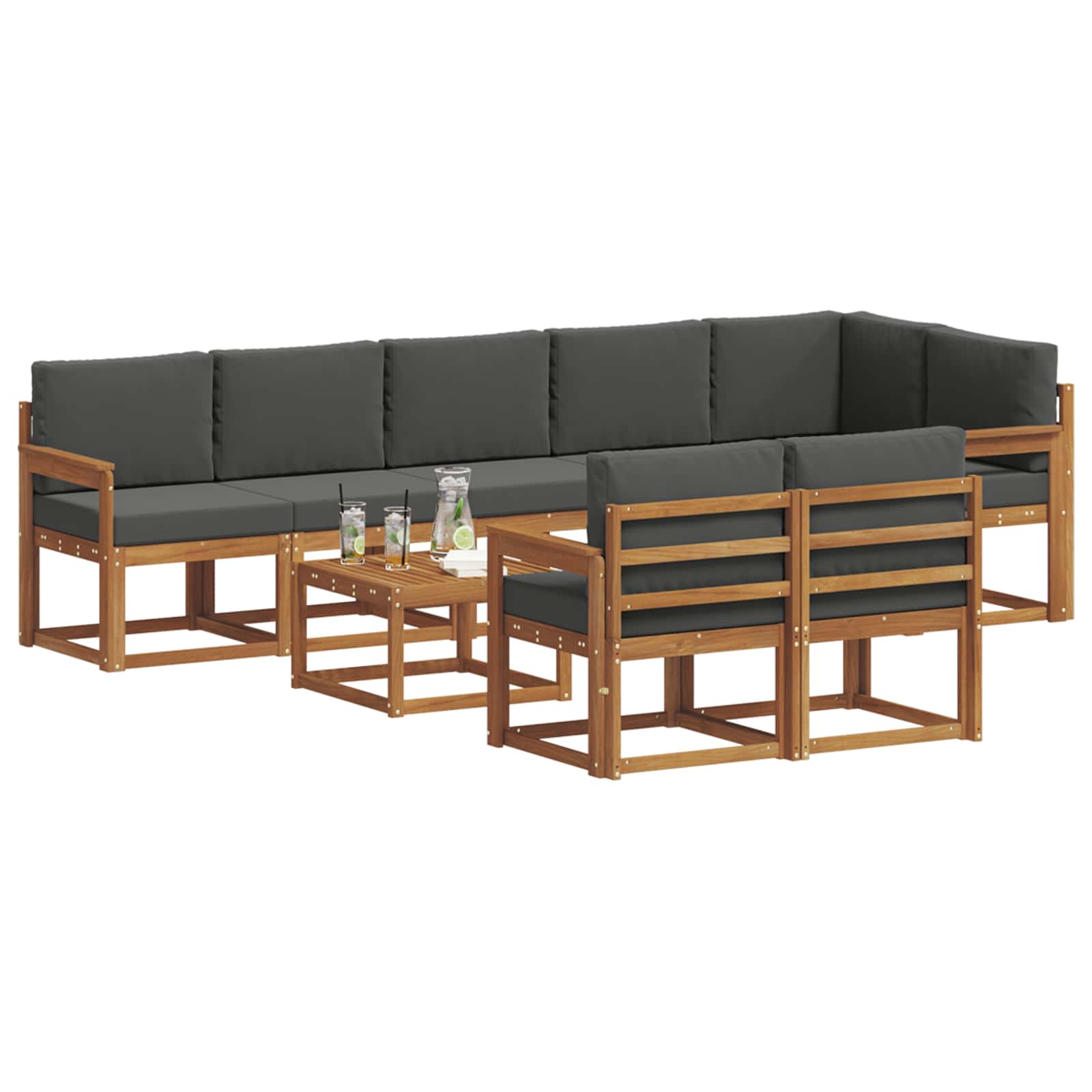 Ensemble de canapés d'extérieur 9 pcs Naturel et Anthracite - XIOS