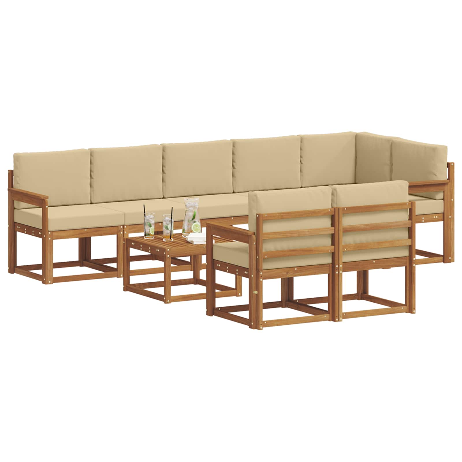 Ensemble de canapés d'extérieur 9 pcs Naturel et Beige - XIOS