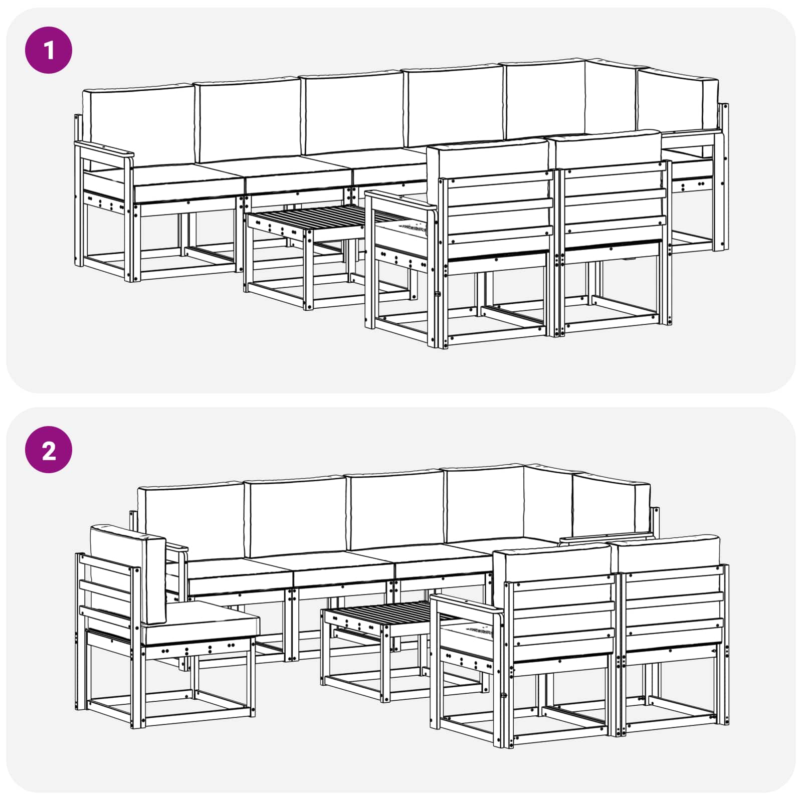 Ensemble de canapés d'extérieur 9 pcs Naturel et Beige - XIOS