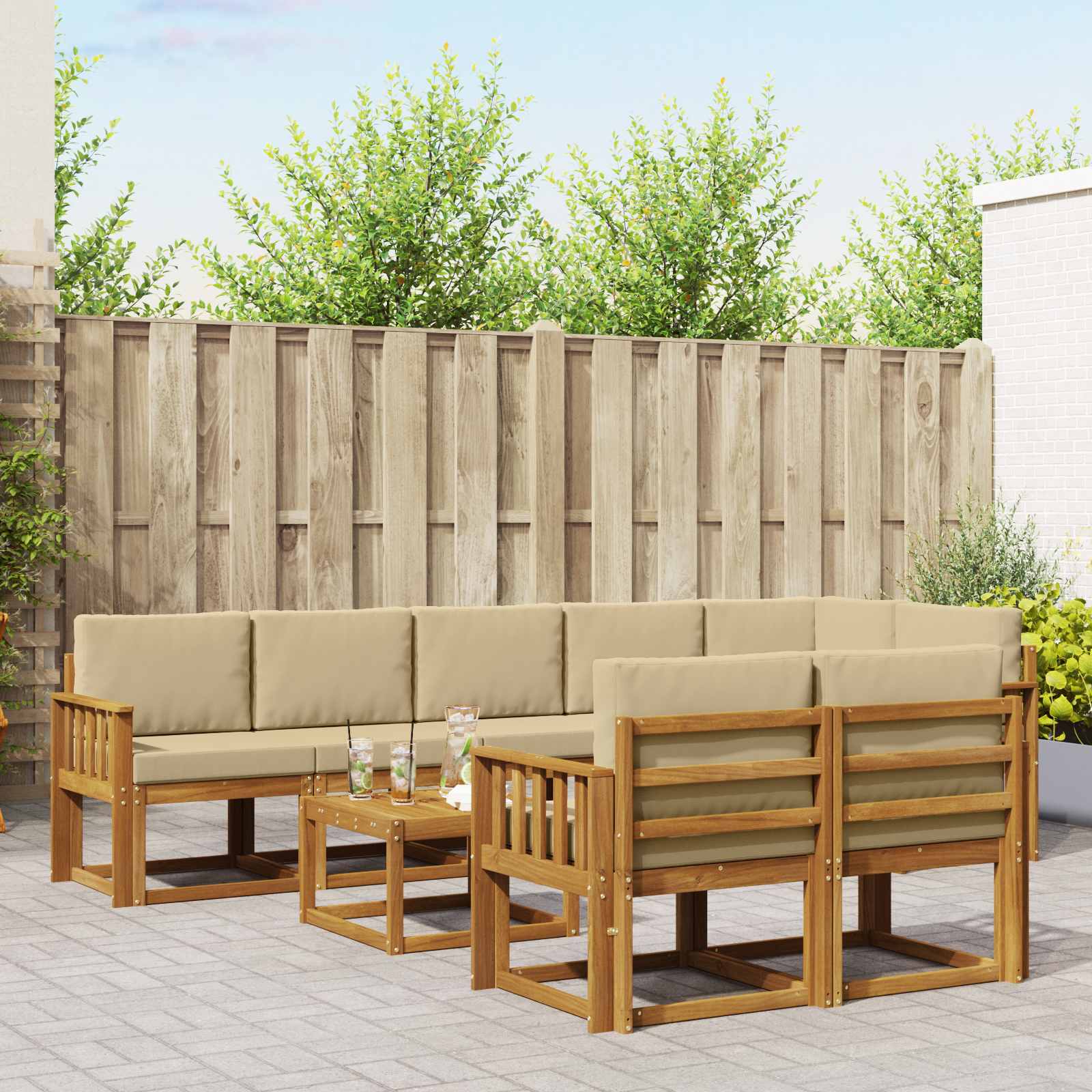 Ensemble de canapés d'extérieur 9 pcs Naturel et Beige - XIOS