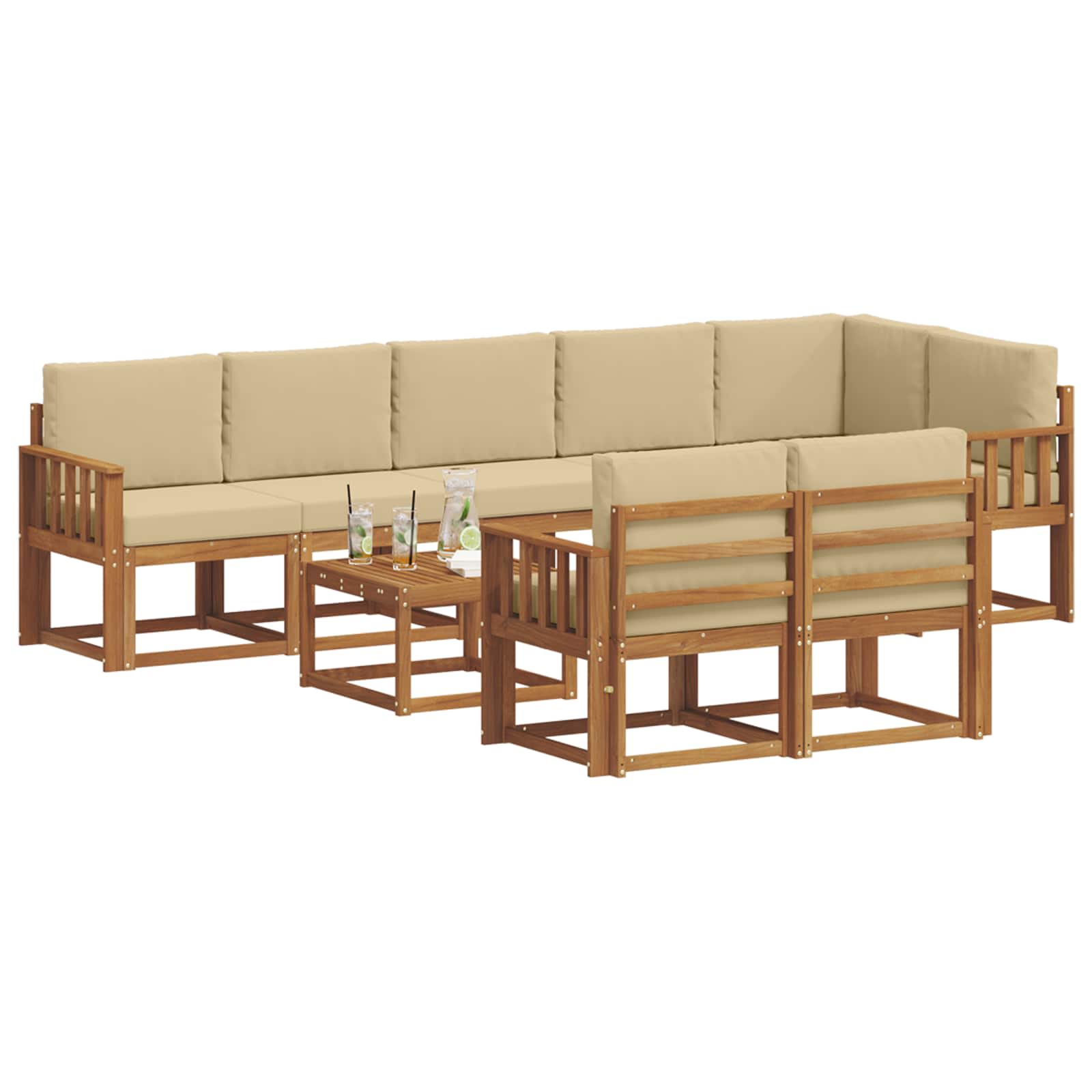 Ensemble de canapés d'extérieur 9 pcs Naturel et Beige - XIOS