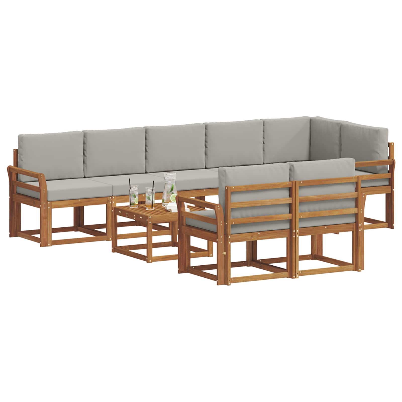 Ensemble de canapés d'extérieur 9 pcs Gris Naturel et Clair - XIOS