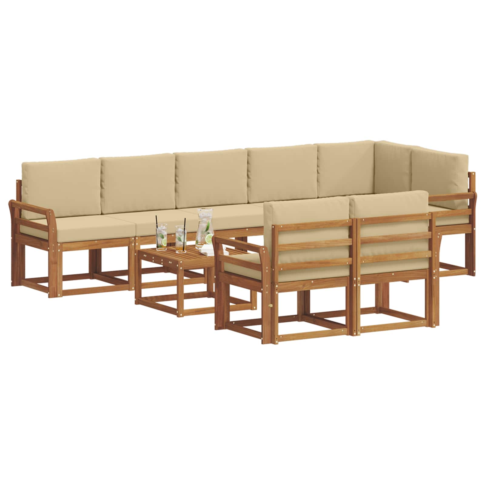Ensemble de canapés d'extérieur 9 pcs Naturel et Beige - XIOS